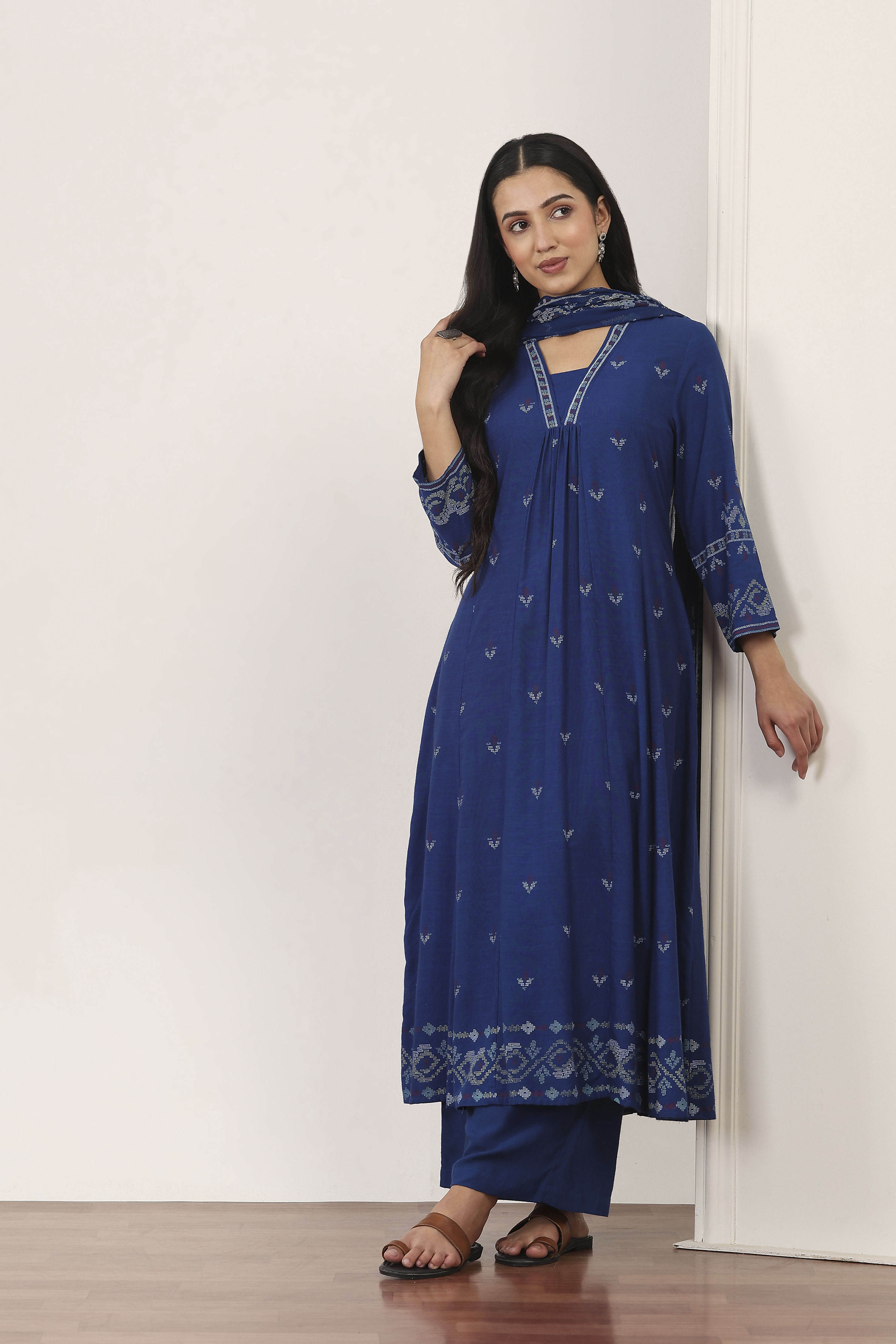 Blue Rayon Kalidar Suit Sets image number 0