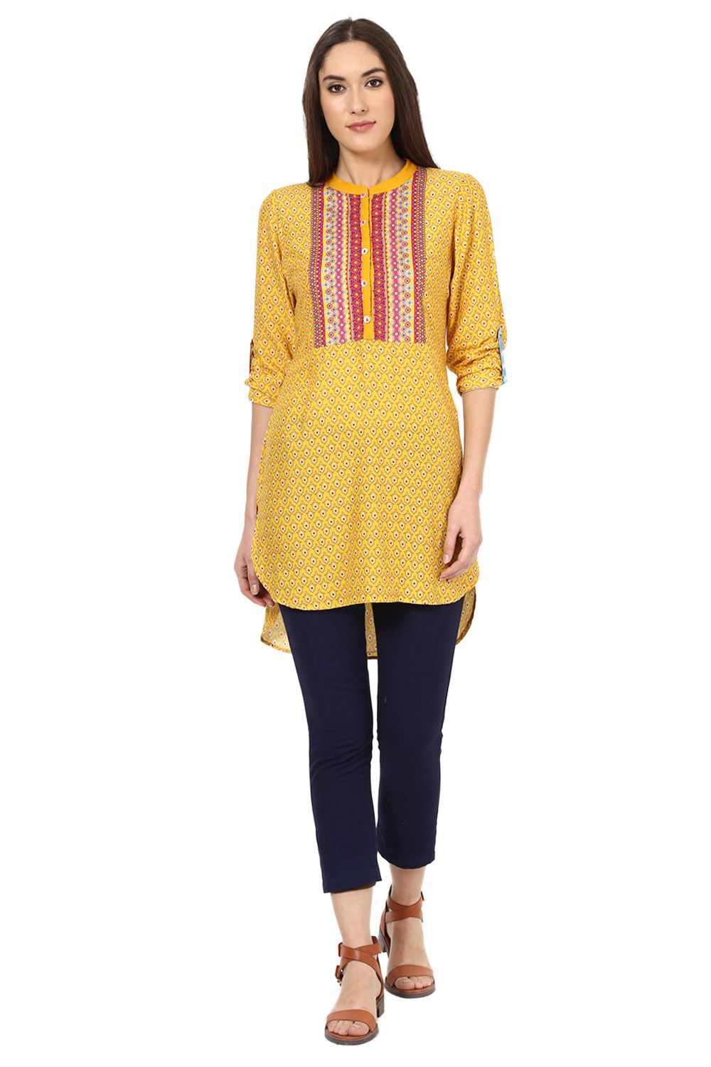 Yellow Straight Viscose Rayon Indie Top image number 0