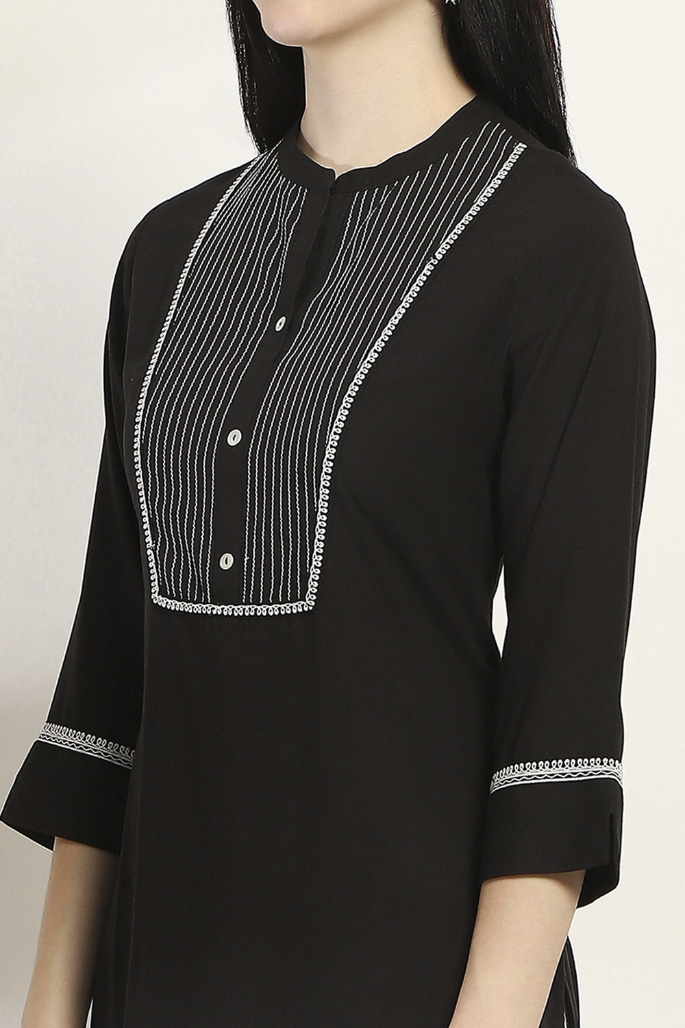 Black Viscose Rayon Straight Kurta image number 1