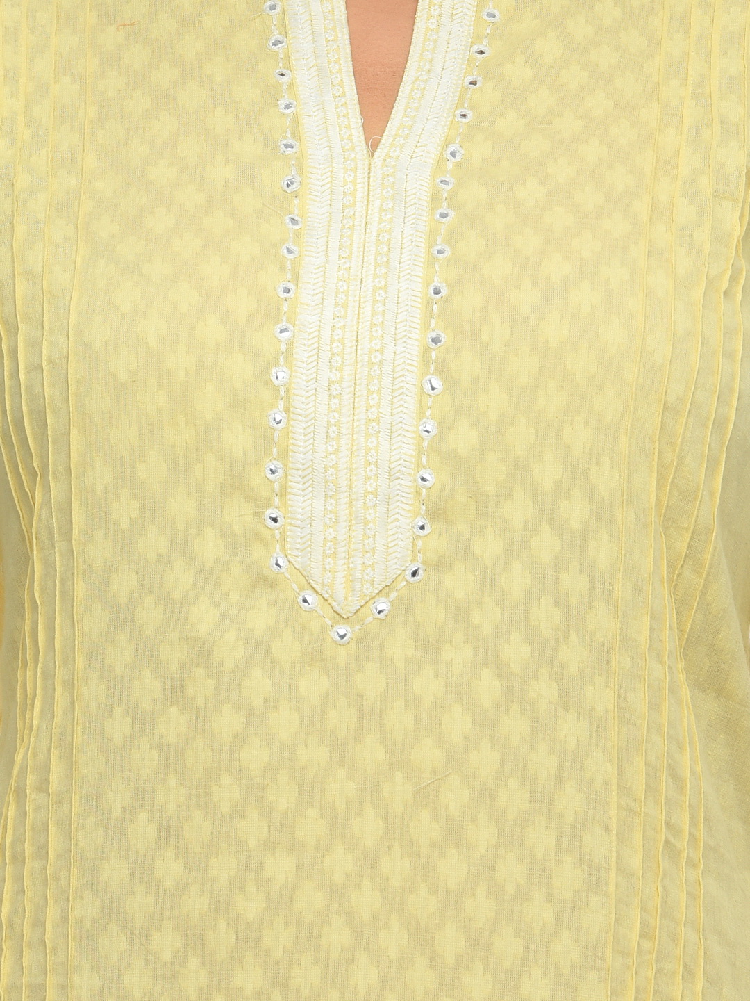 Light Yellow Cotton Straight Kurta image number 3