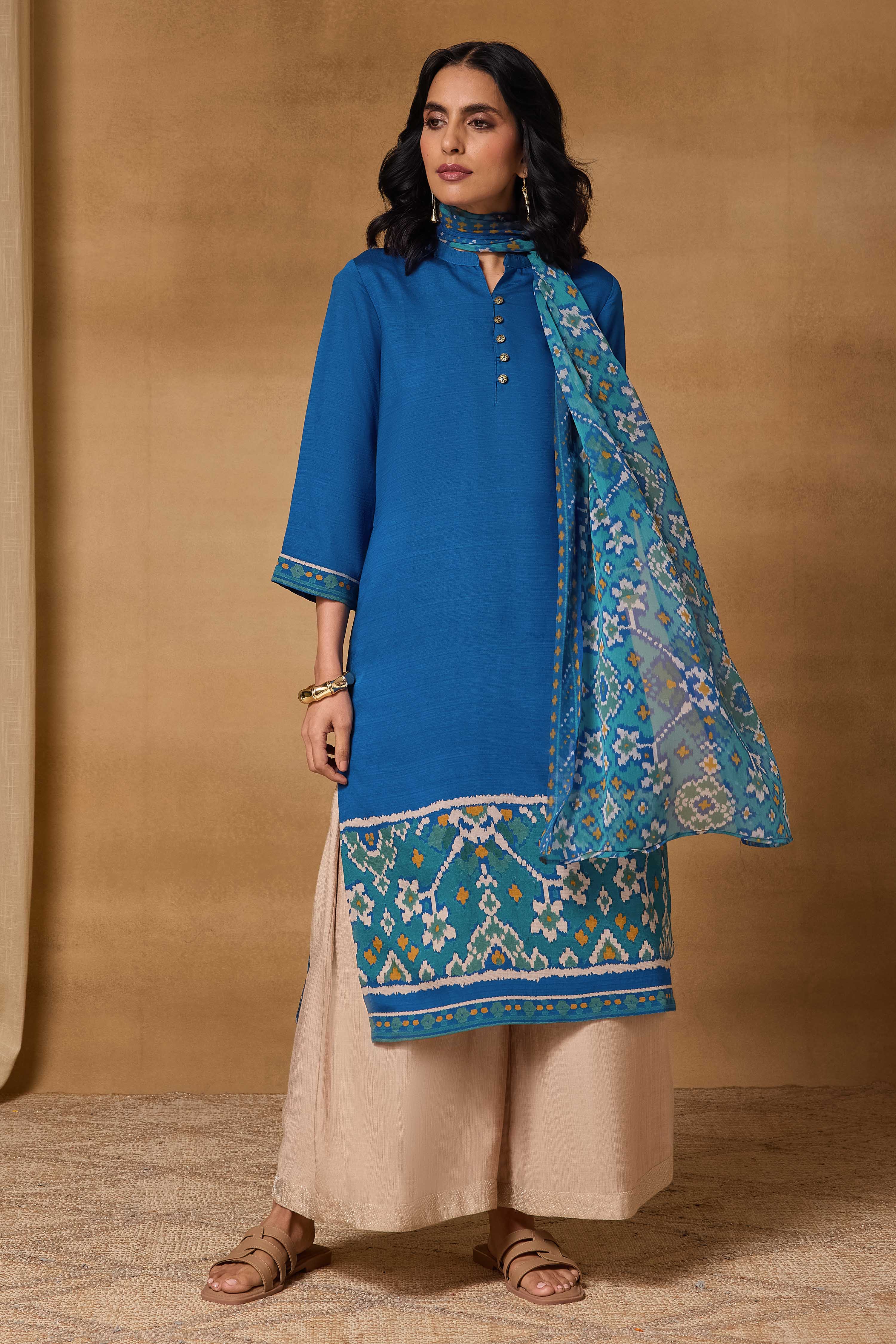 Mustard Viscose Blend Straight Printed Kurta image number 6