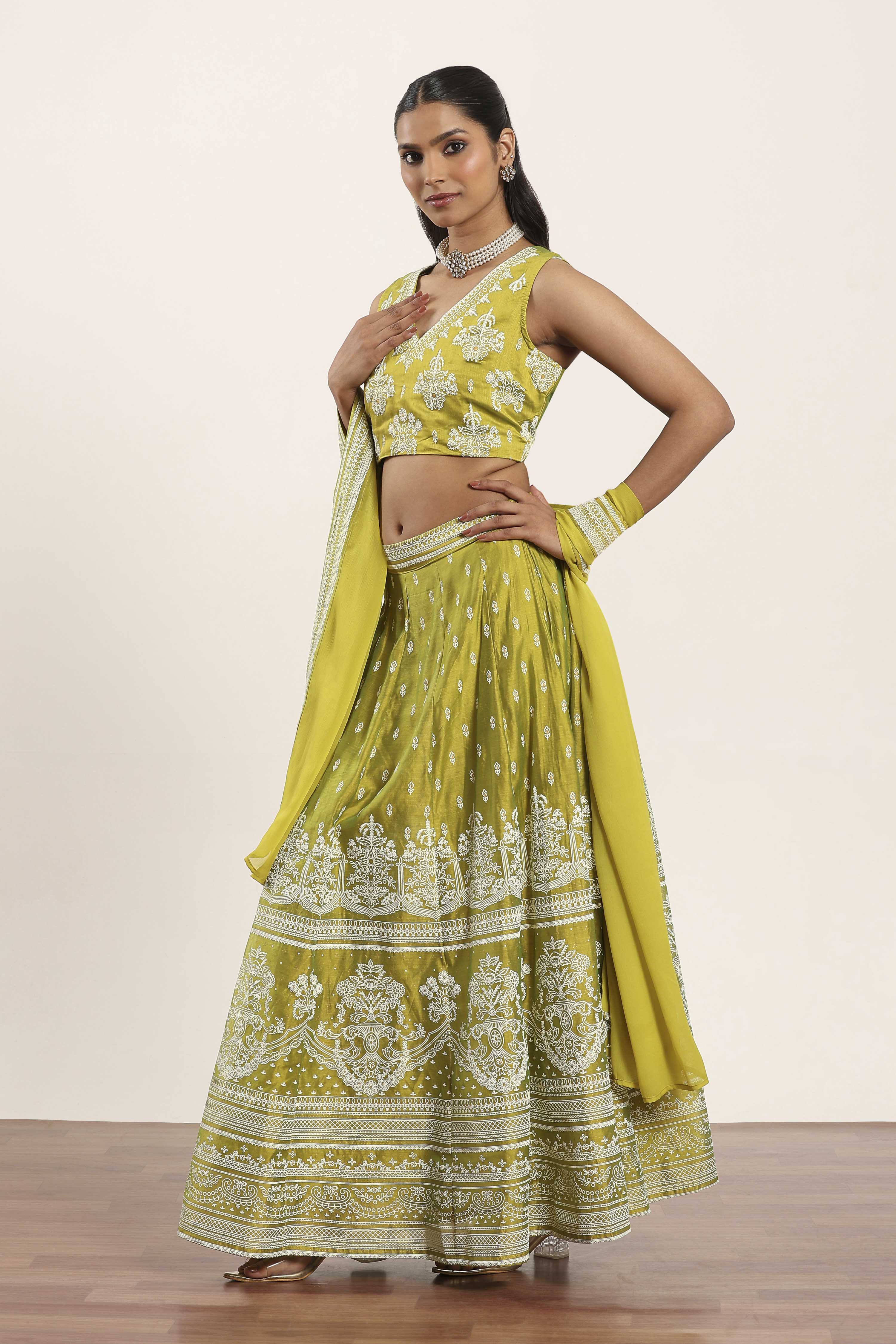 Pink Polyester Kalidar Lehenga Set image number 3