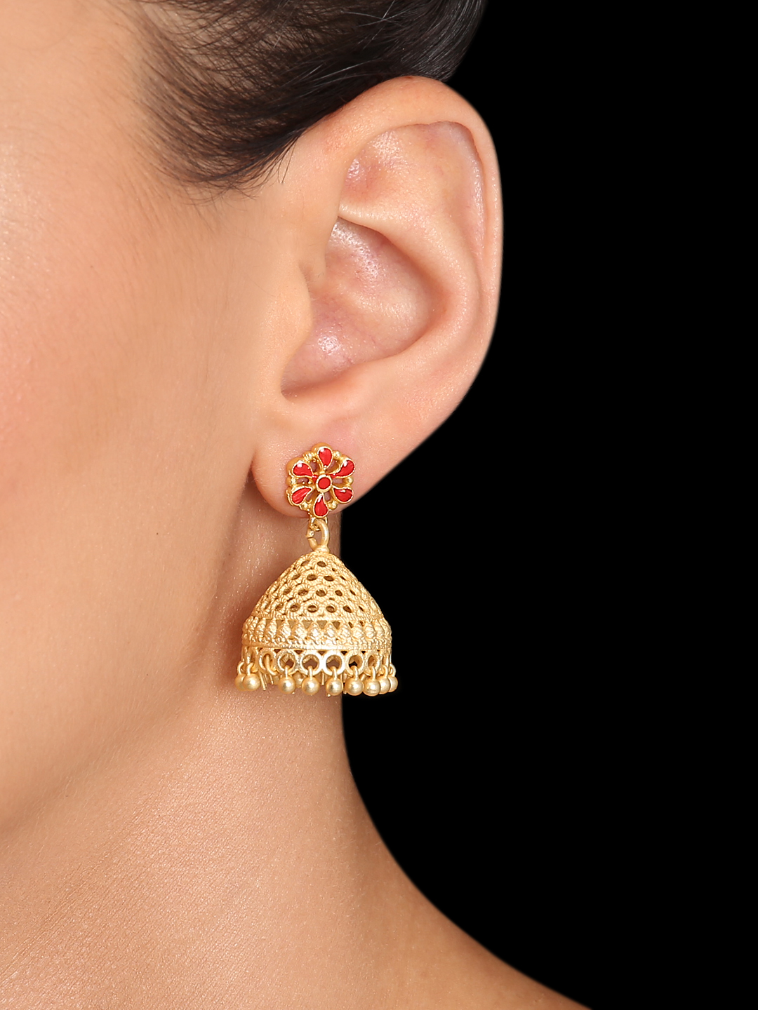 Golden Metal Brass Earrings image number 0