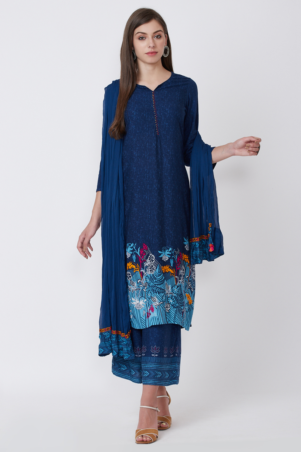 Indigo Viscose Rayon Straight Kurta image number 4