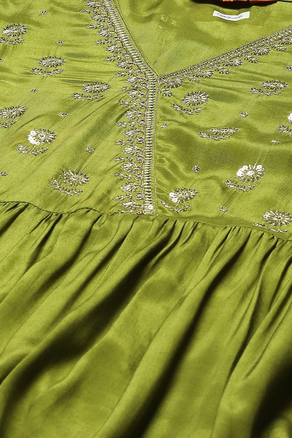 Green LIVA Kalidar Solid Kurta Palazzo Suit Set image number 1