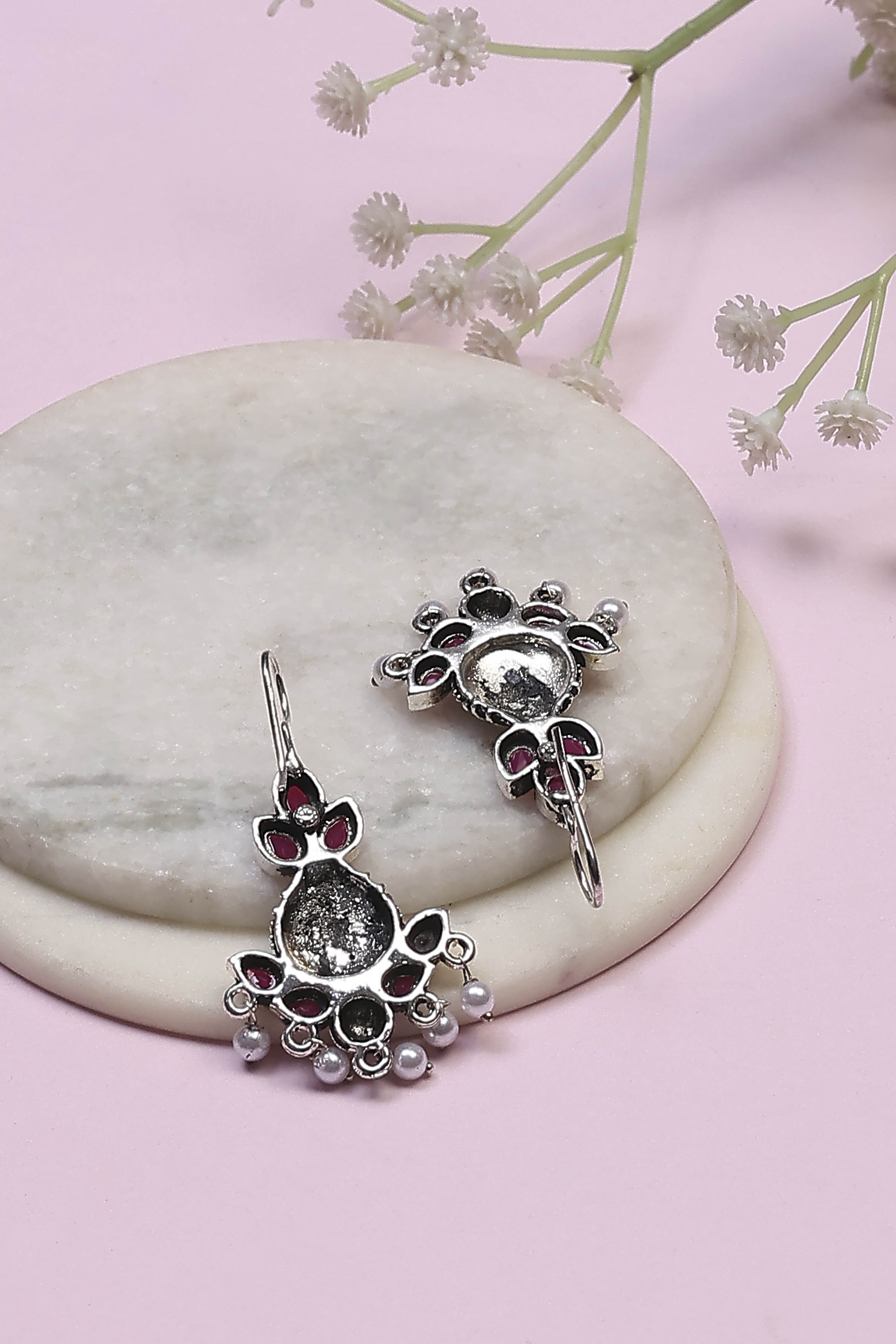 Dark Pink Alloy Drop & Danglers image number 2