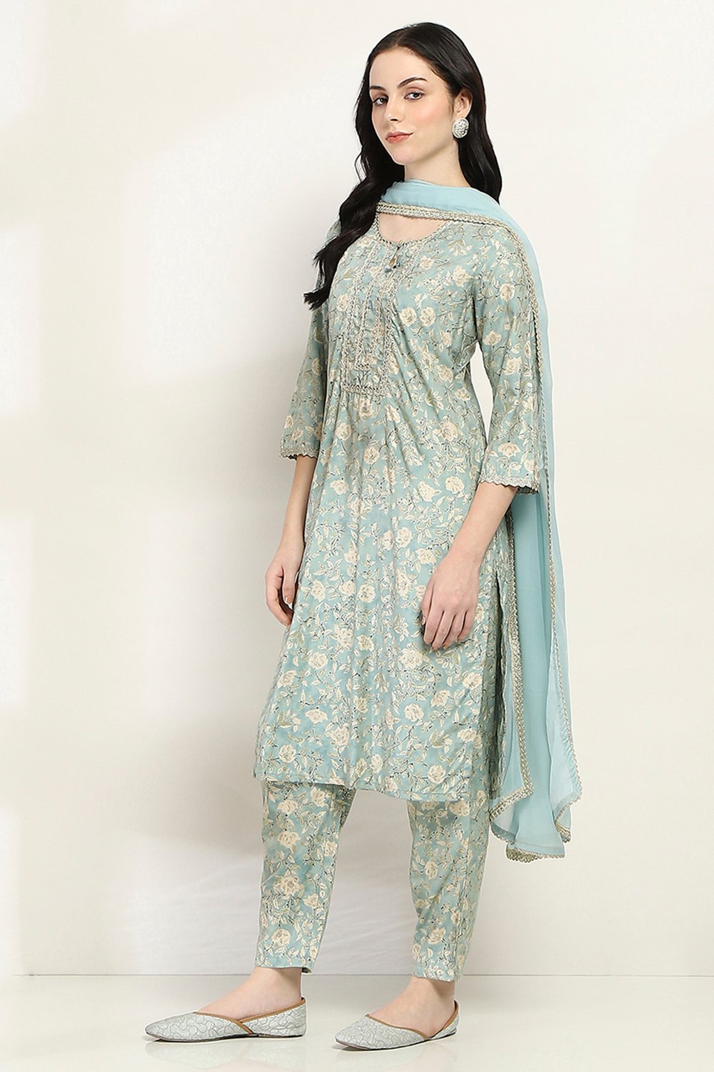 Ice Blue Viscose Straight Set image number 3