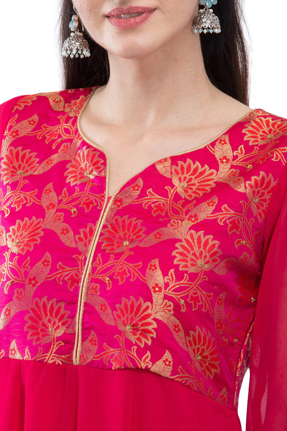 Pink Kalidar Polyester Kurta image number 1
