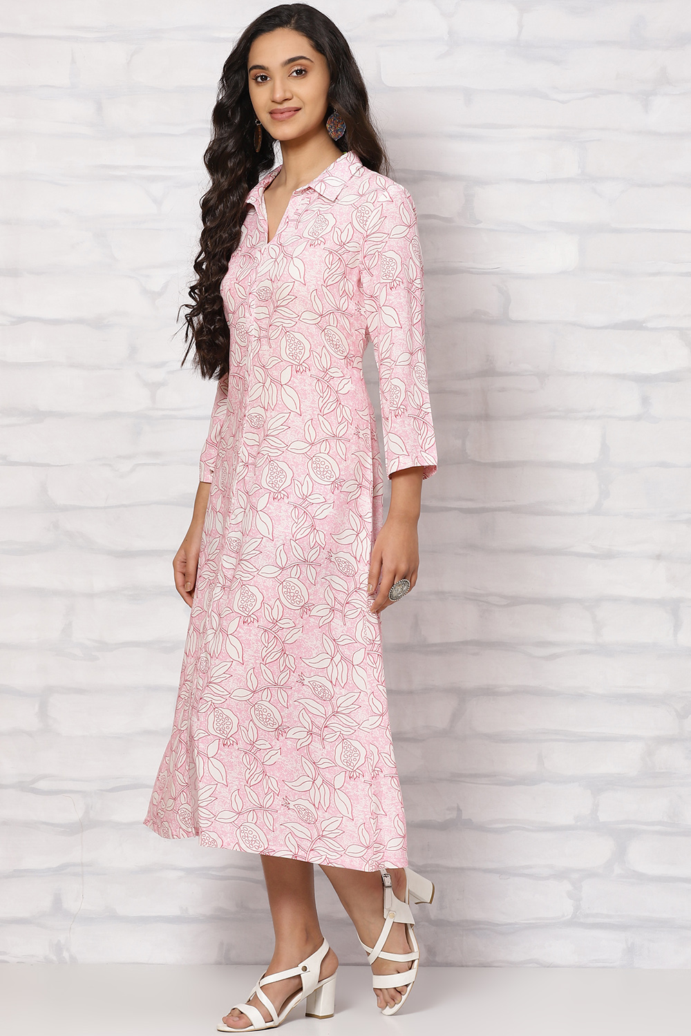 Pink LIVA A Line Dress image number 2