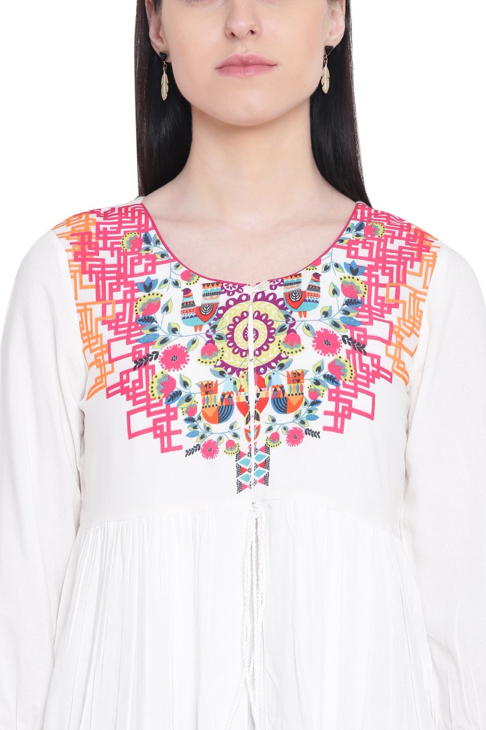 Ecru Rayon Front Open Indie Top image number 1