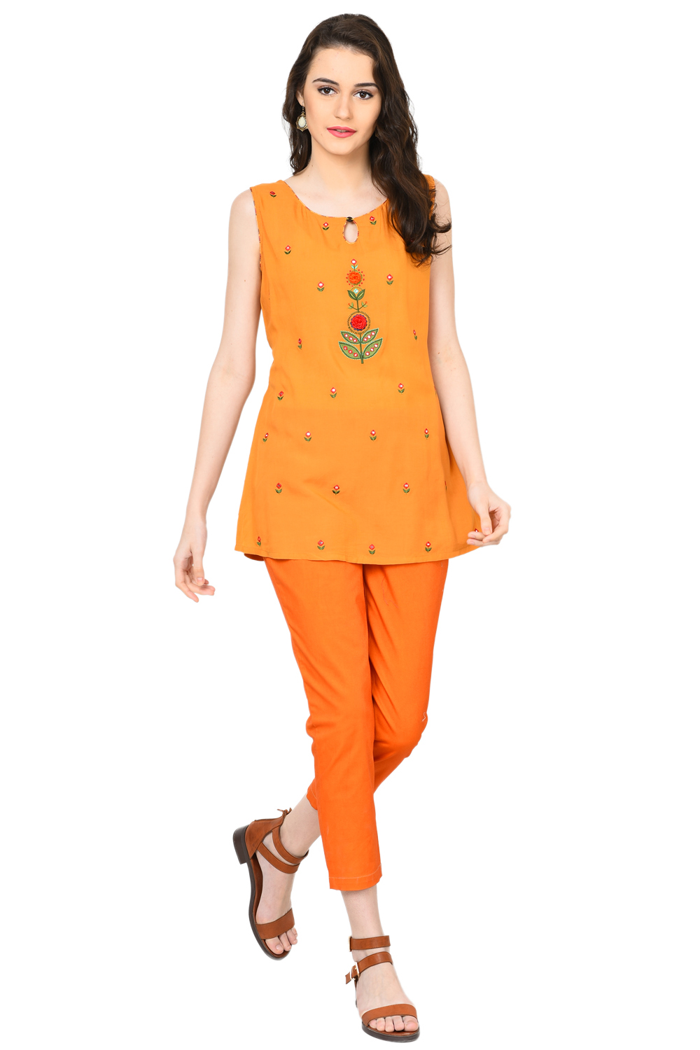 Yellow Straight Viscose Indie Top image number 1