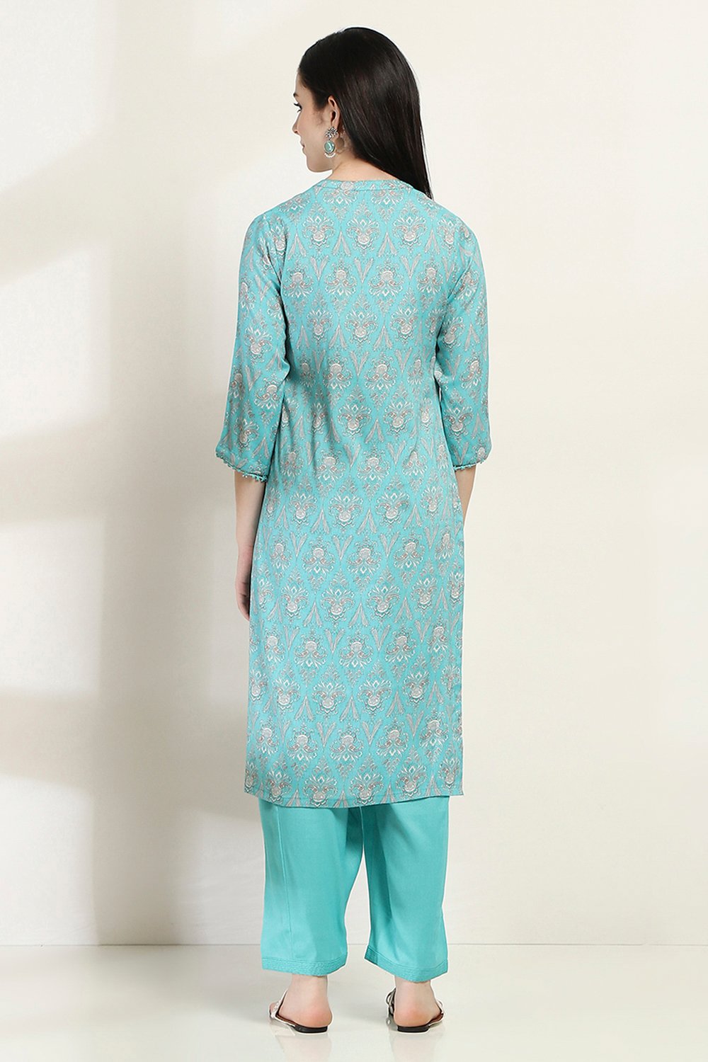 Green Viscose Straight SET image number 4