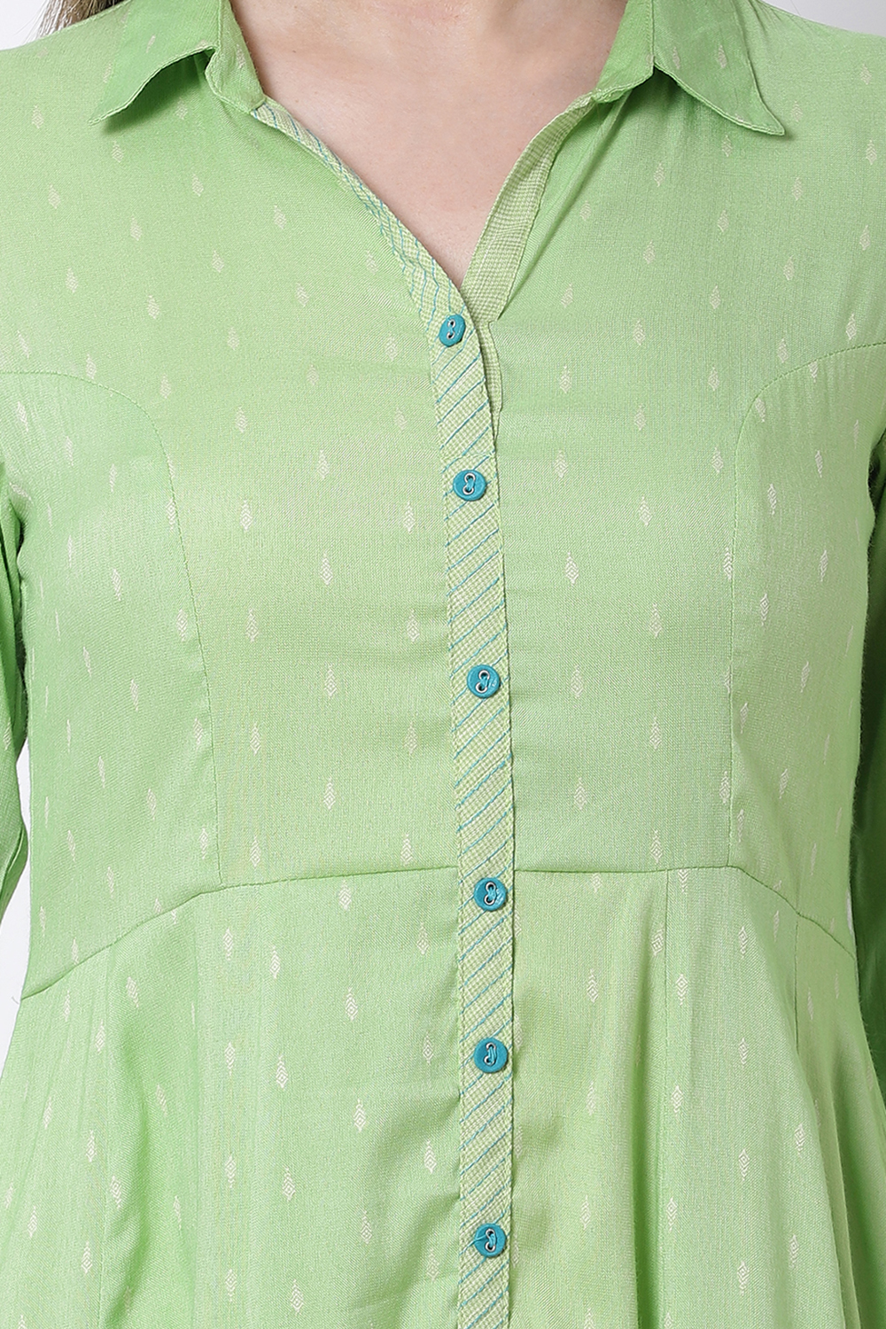 Green Cotton Kalidar Dress image number 1