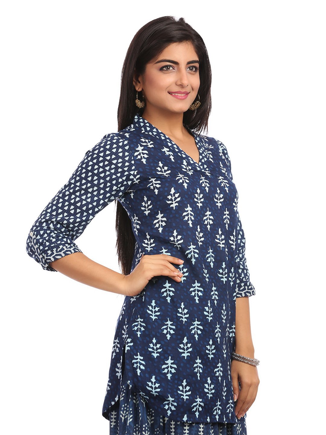 Indigo Straight Cotton Indie Top image number 2