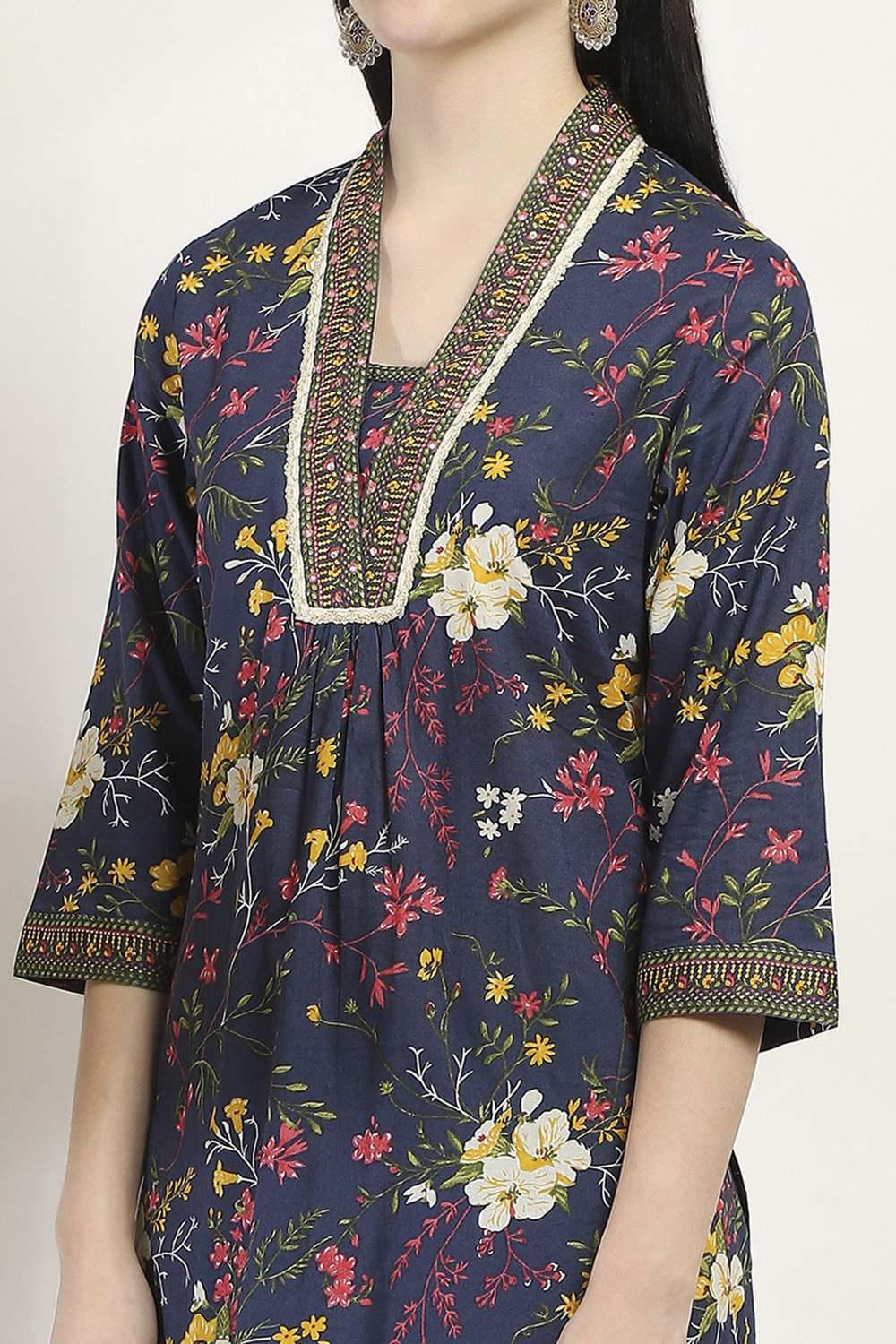 Navy Cotton Straight Set image number 1