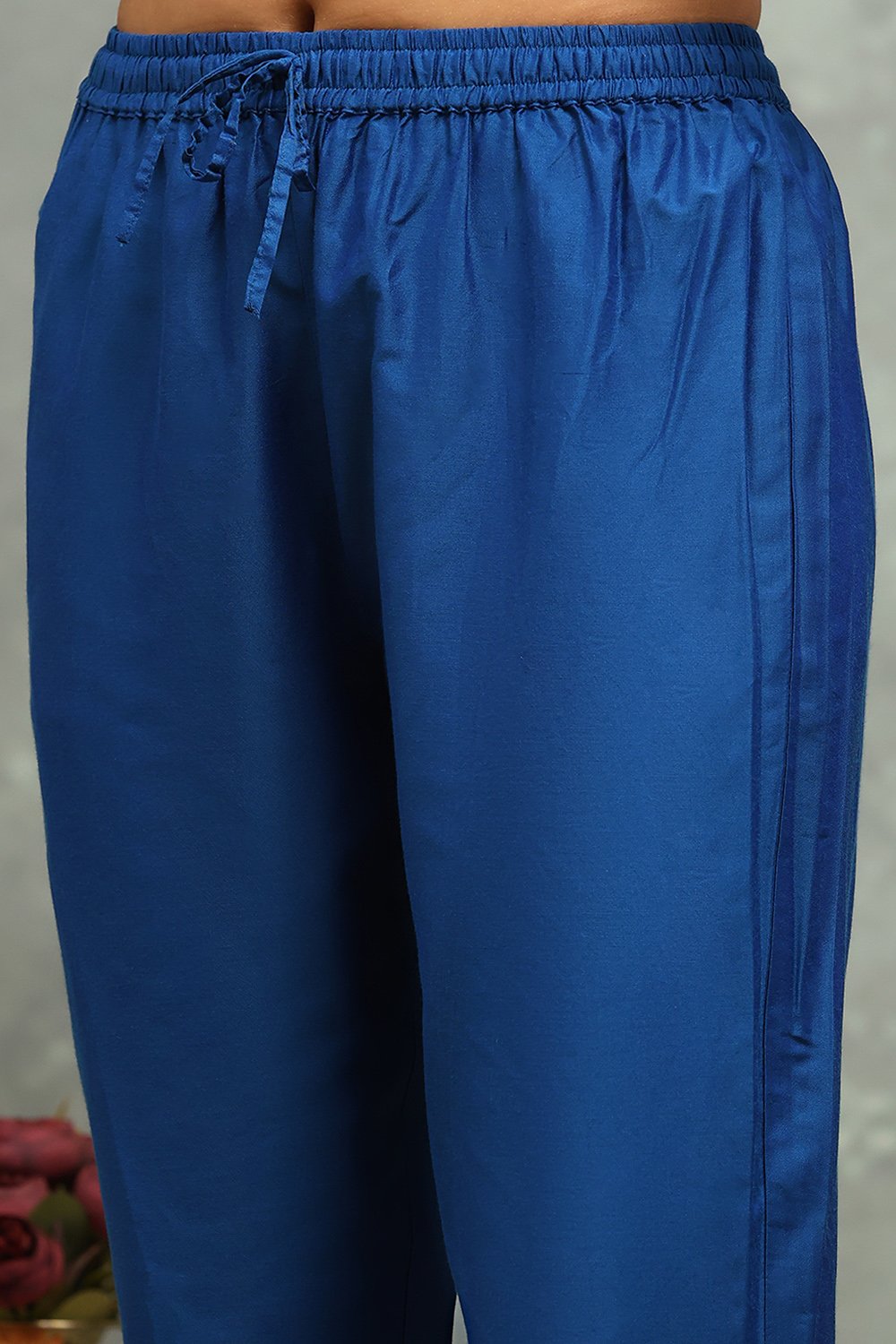 Blue Viscose Blend Embroidered Kalidar Suit Set image number 2