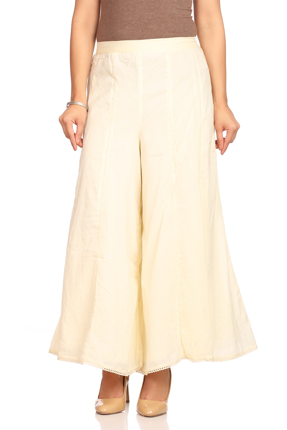 Off White Cotton Palazzo image number 0