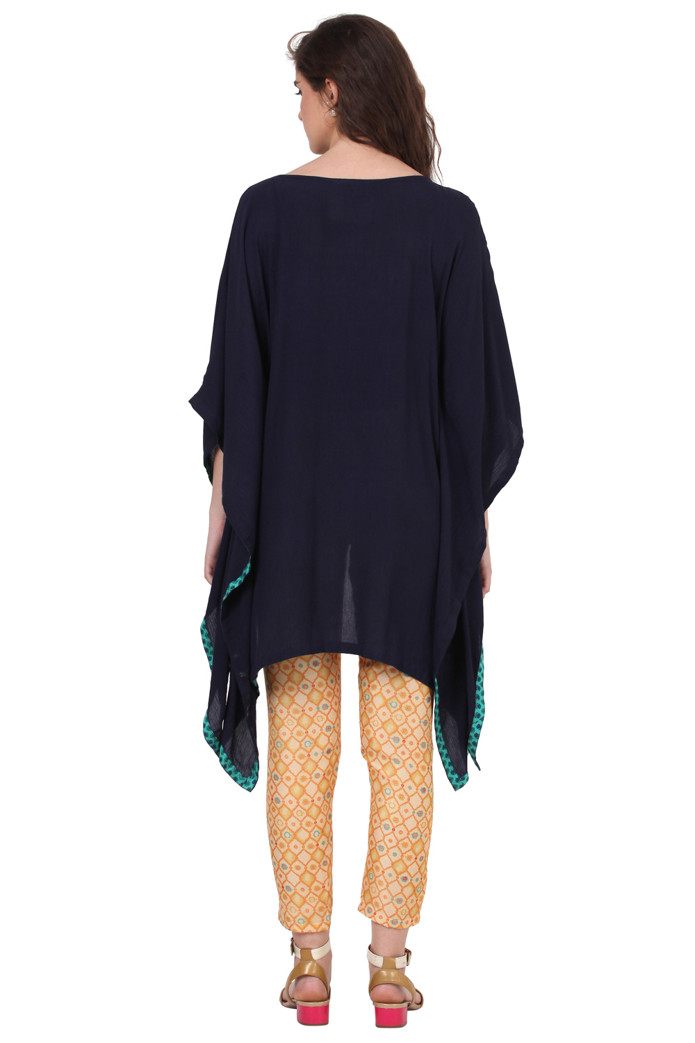 Dark Blue Straight Viscose Indie Top image number 4