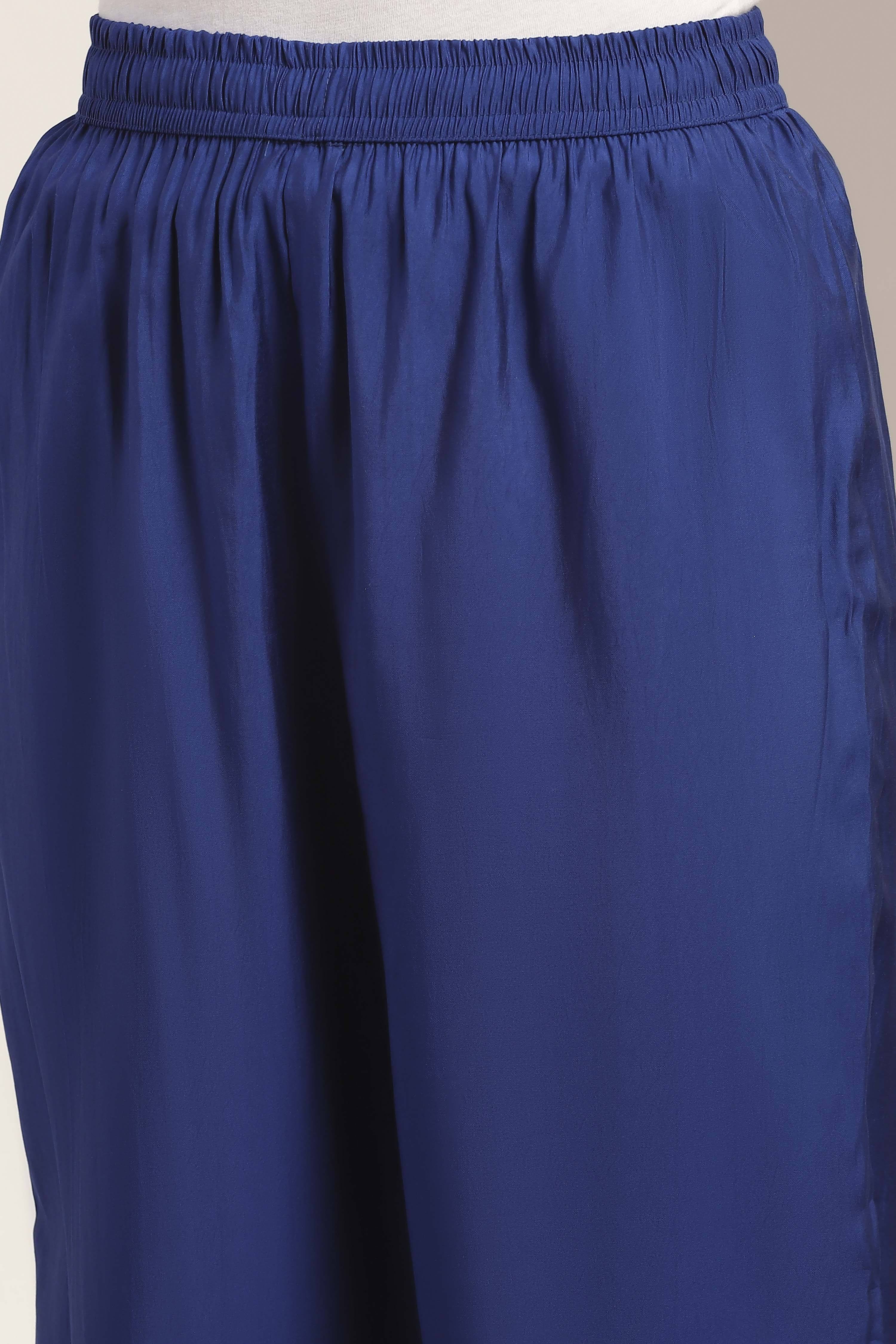 Blue Viscose Polyester Straight Suit Sets image number 2