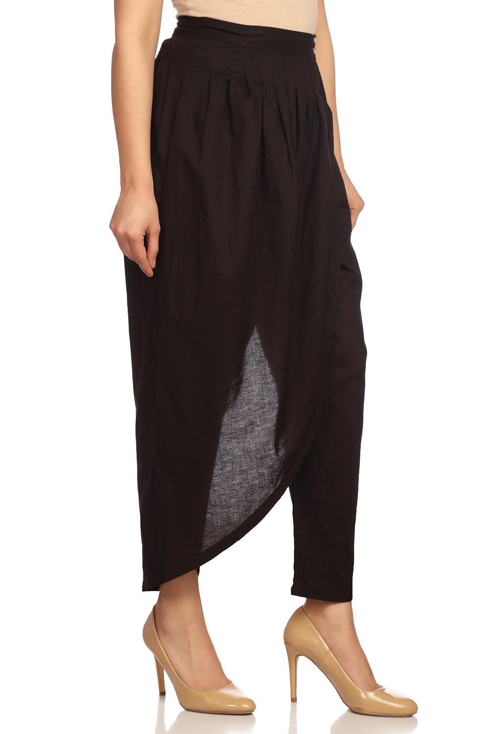 Black Cotton Fusion Pants image number 0