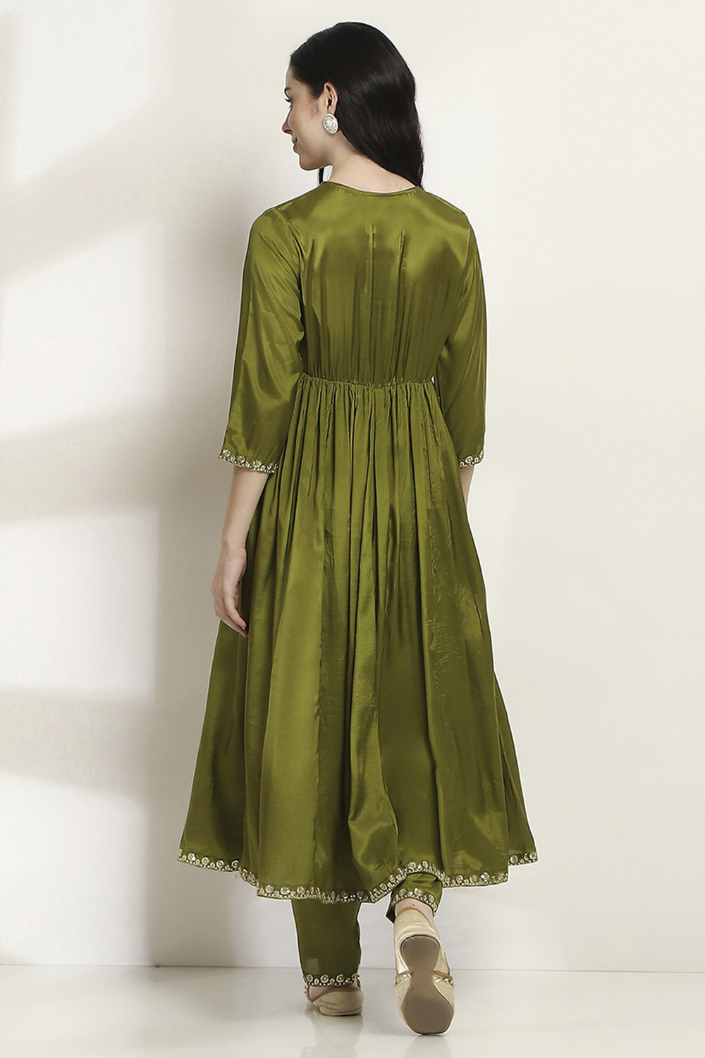 Green Viscose Kalidar Set image number 5