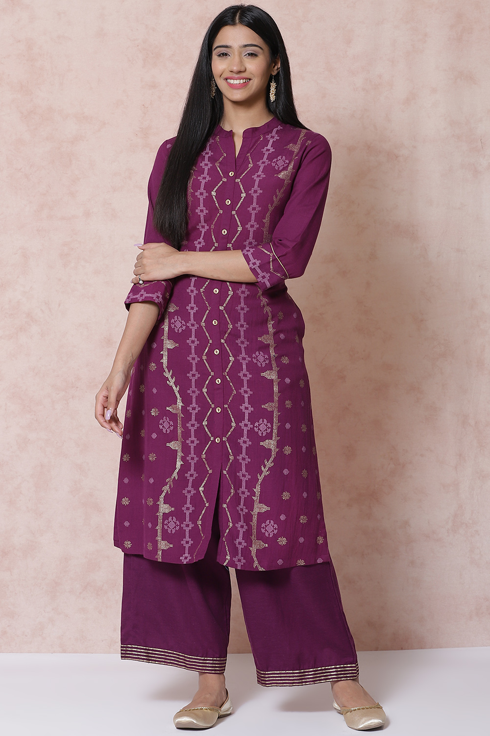 Purple LIVA Straight Kurta image number 0