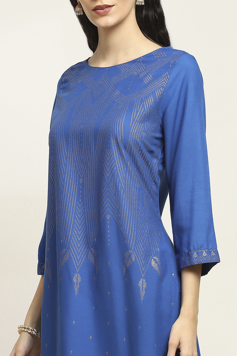 Black Viscose Rayon Printed Straight Kurta image number 1