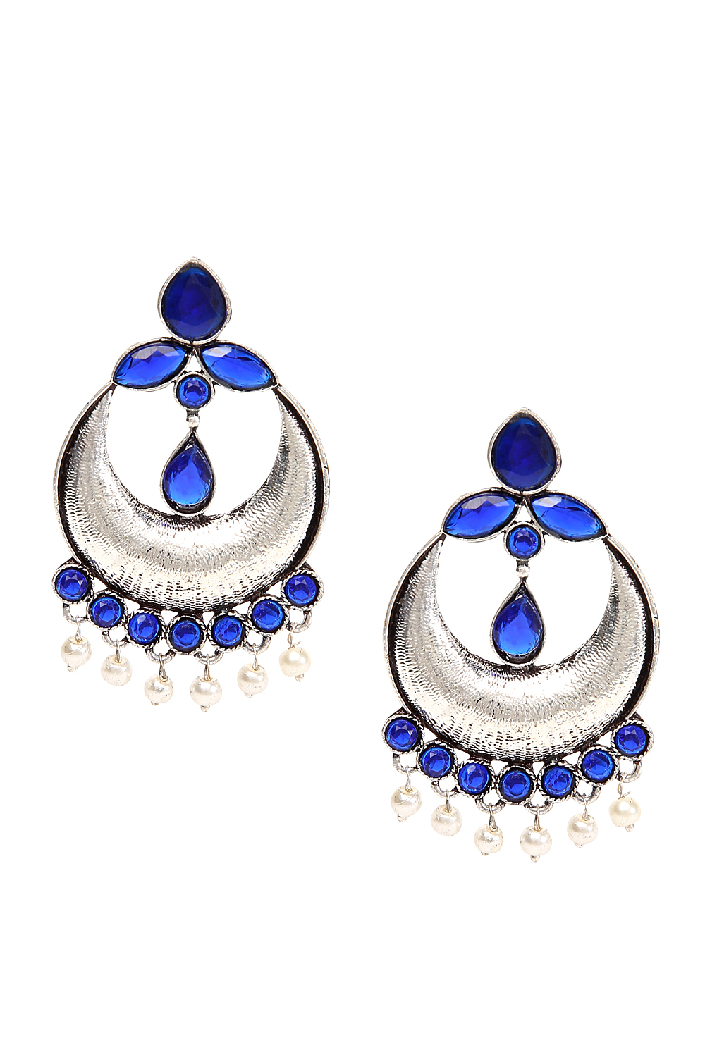 Blue Metal Brass Earrings image number 1