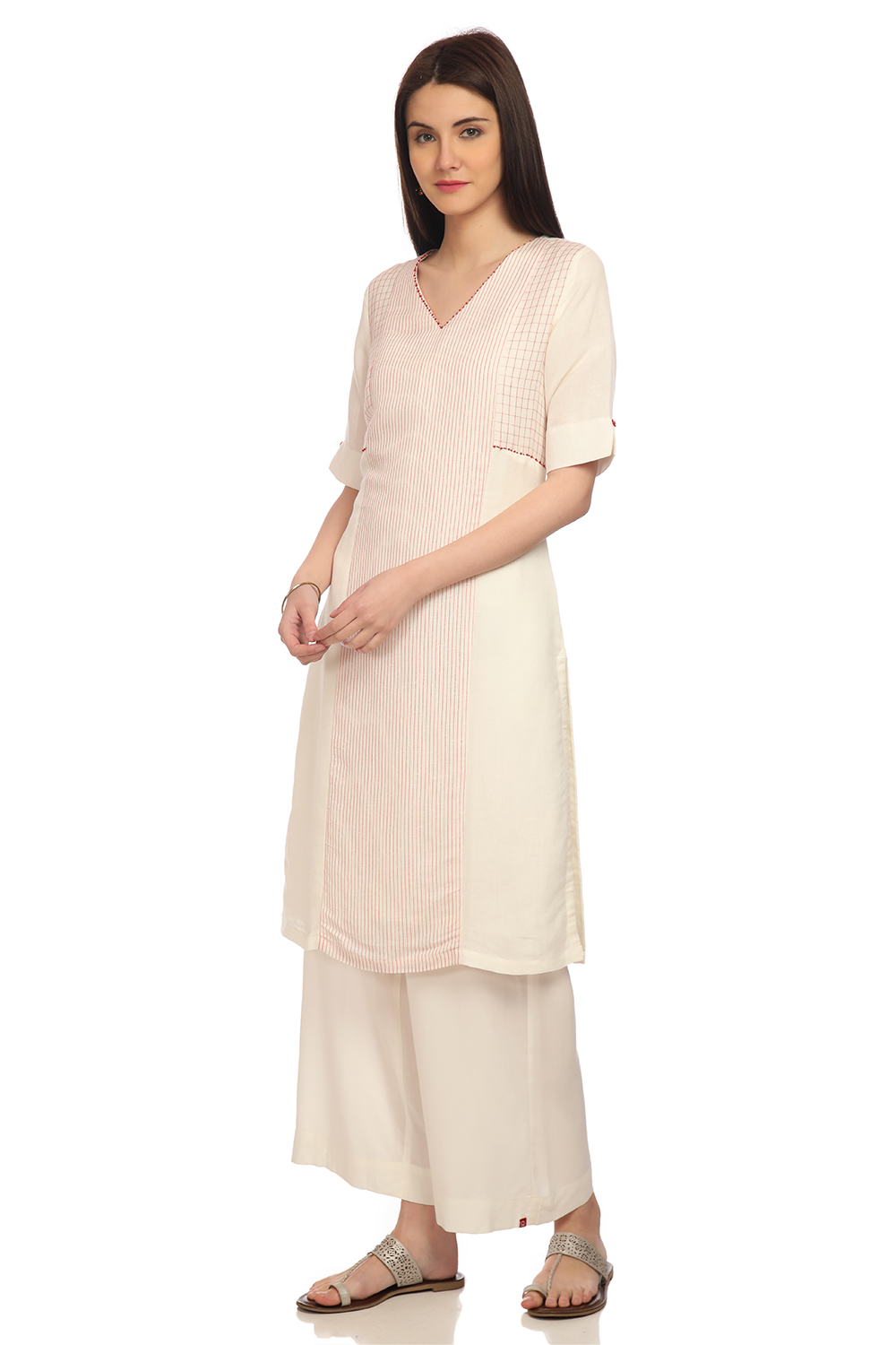 Ecru Straight Cotton Kurta image number 2