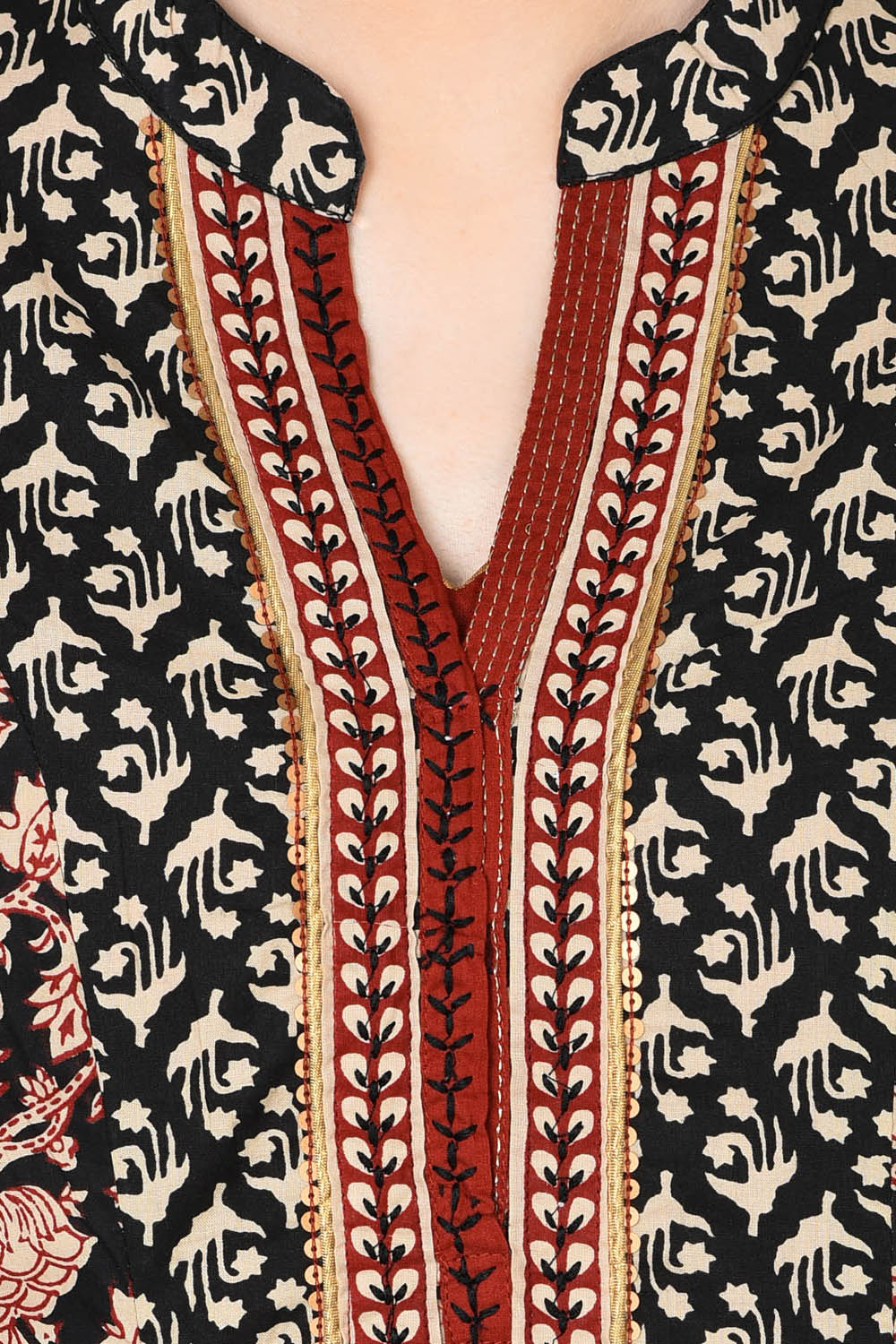 Black Flared Cotton Kurta image number 1