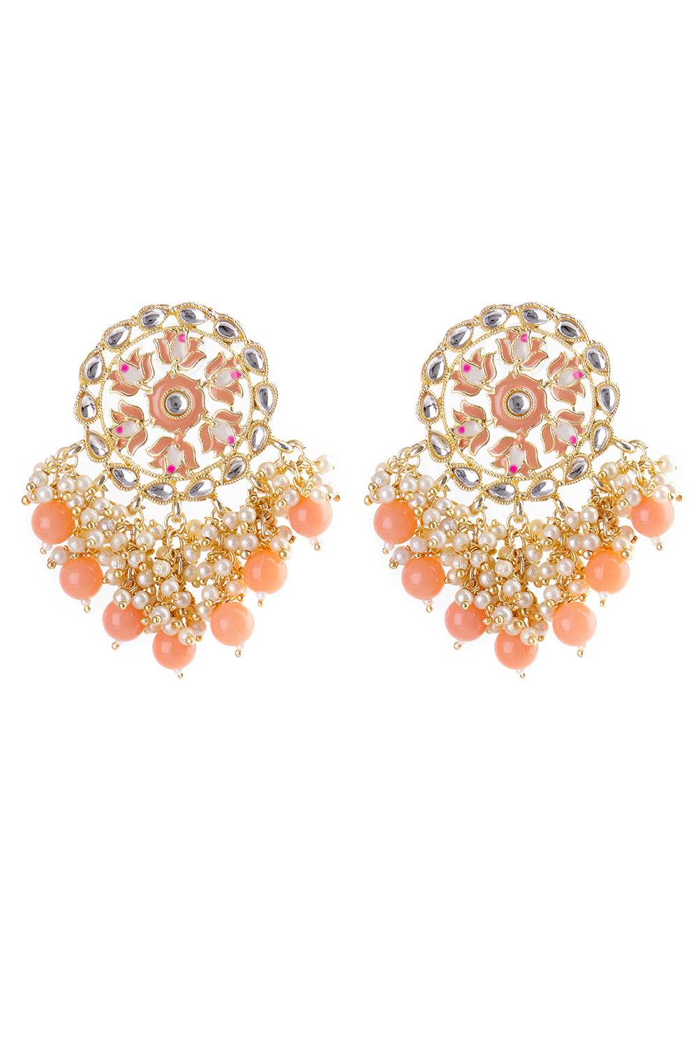 Peach Metal Brass Earrings image number 2
