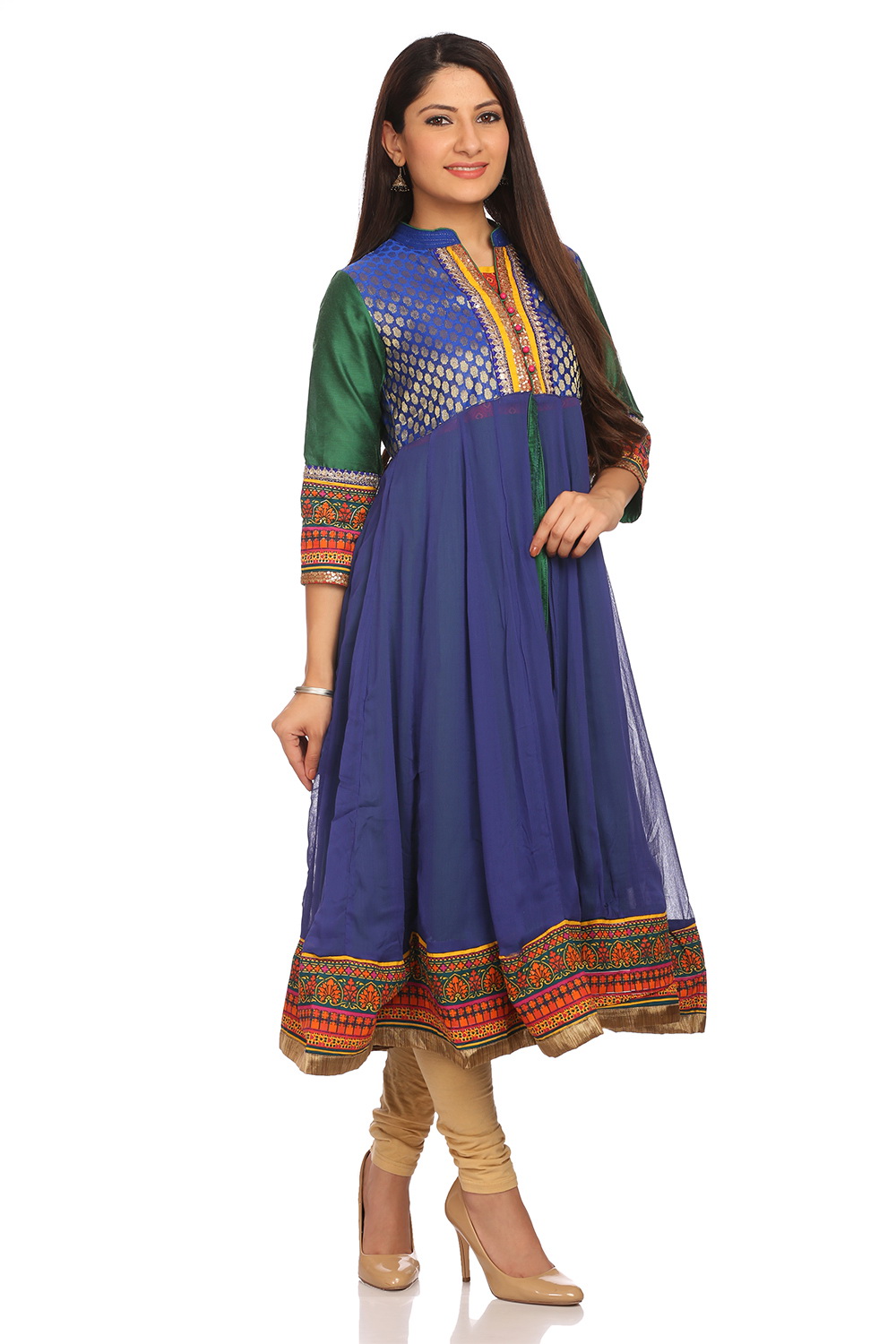 Blue Cotton Kalidar Kurta image number 1