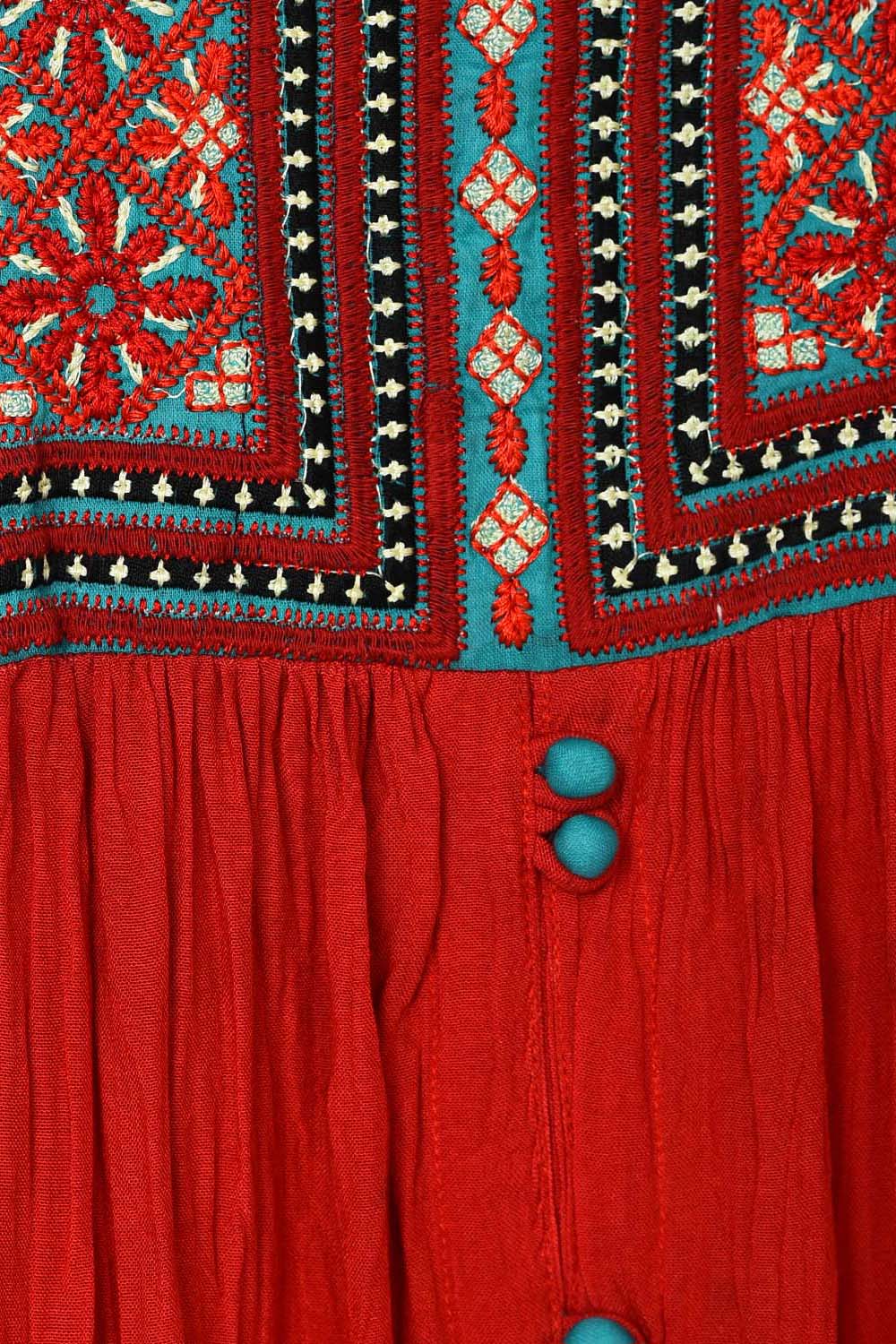 Red Kalidar Viscose Kurta image number 5