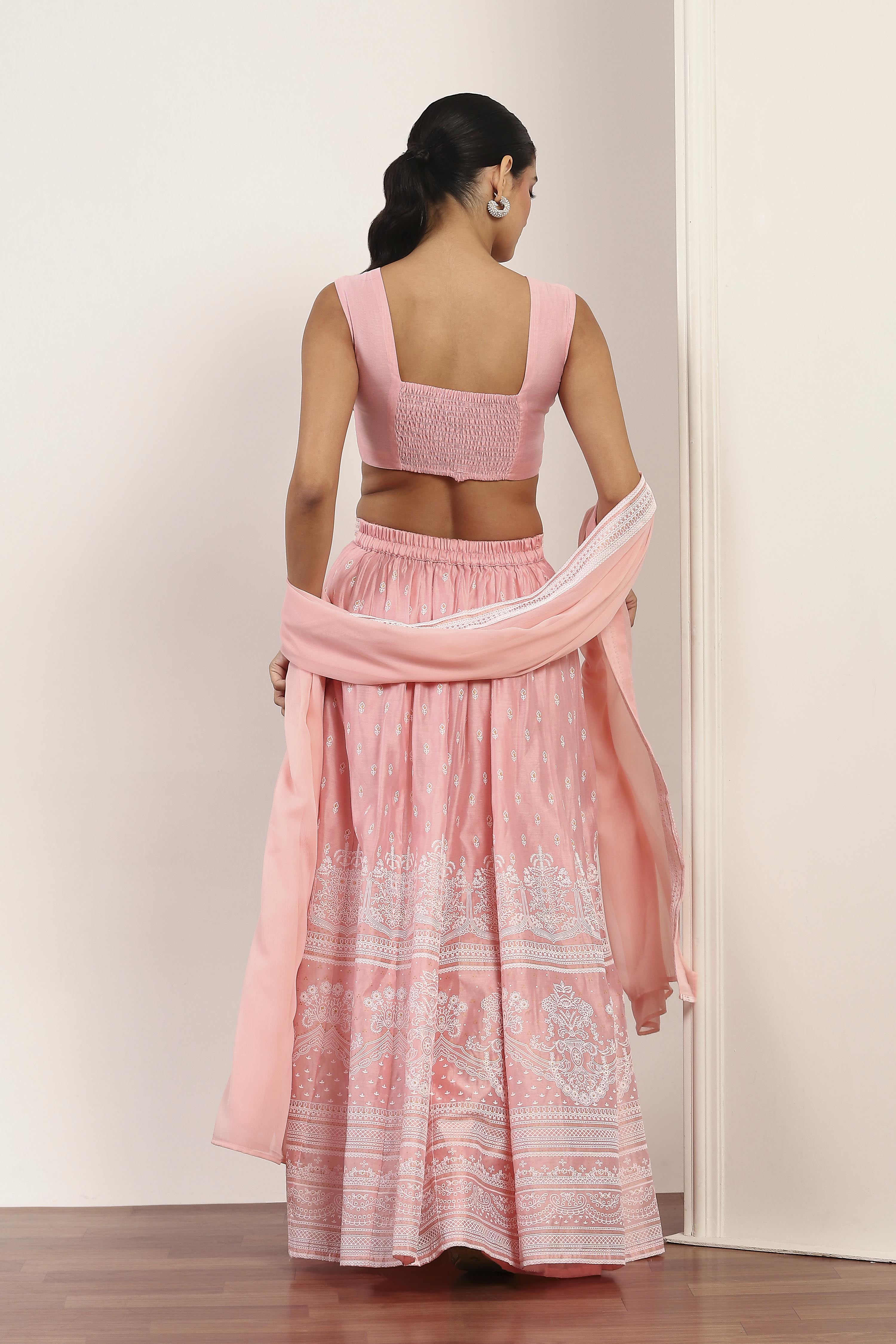 Pink Polyester Kalidar Lehenga Set image number 4