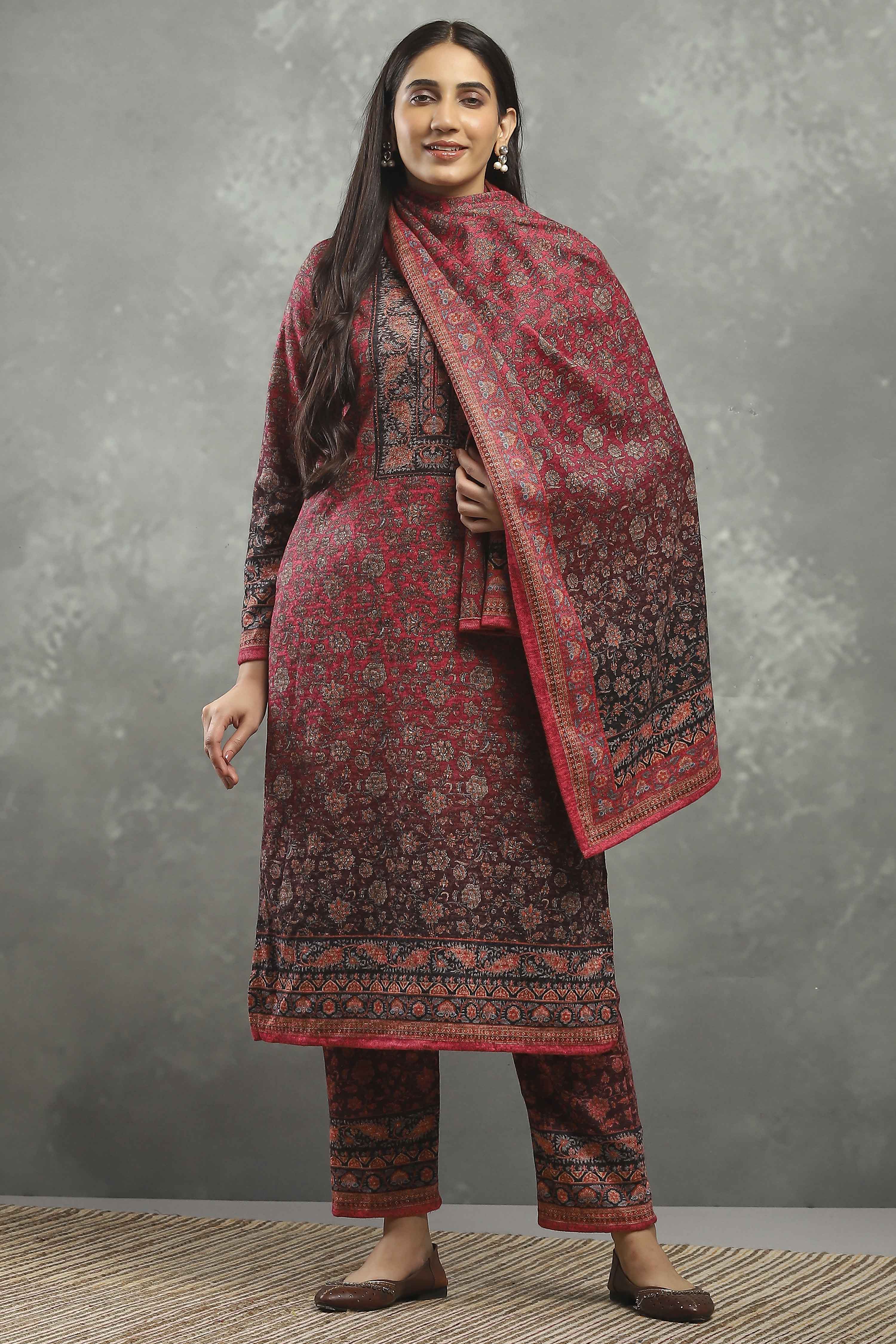 Pink Polyester Printed Straight Suit Set image number 0