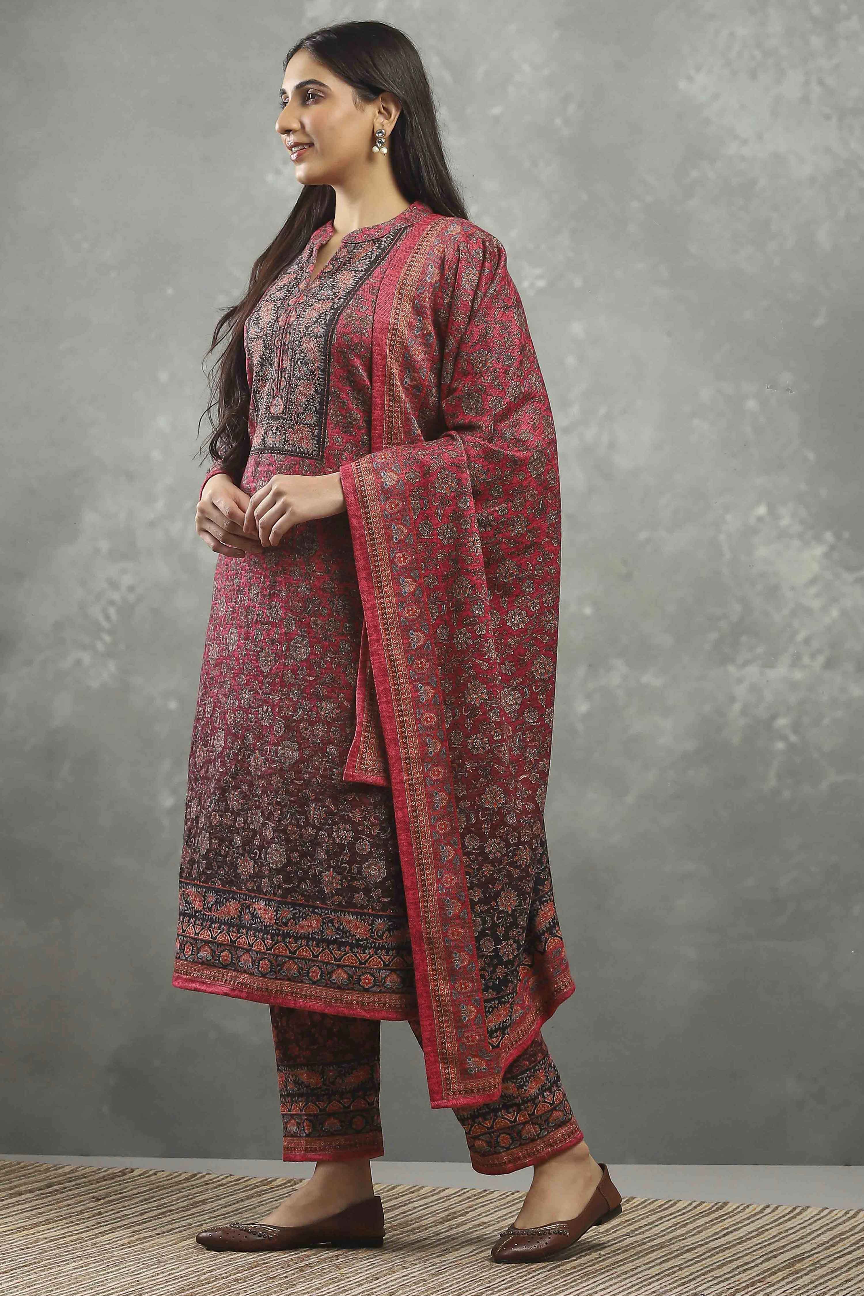 Pink Polyester Printed Straight Suit Set image number 3