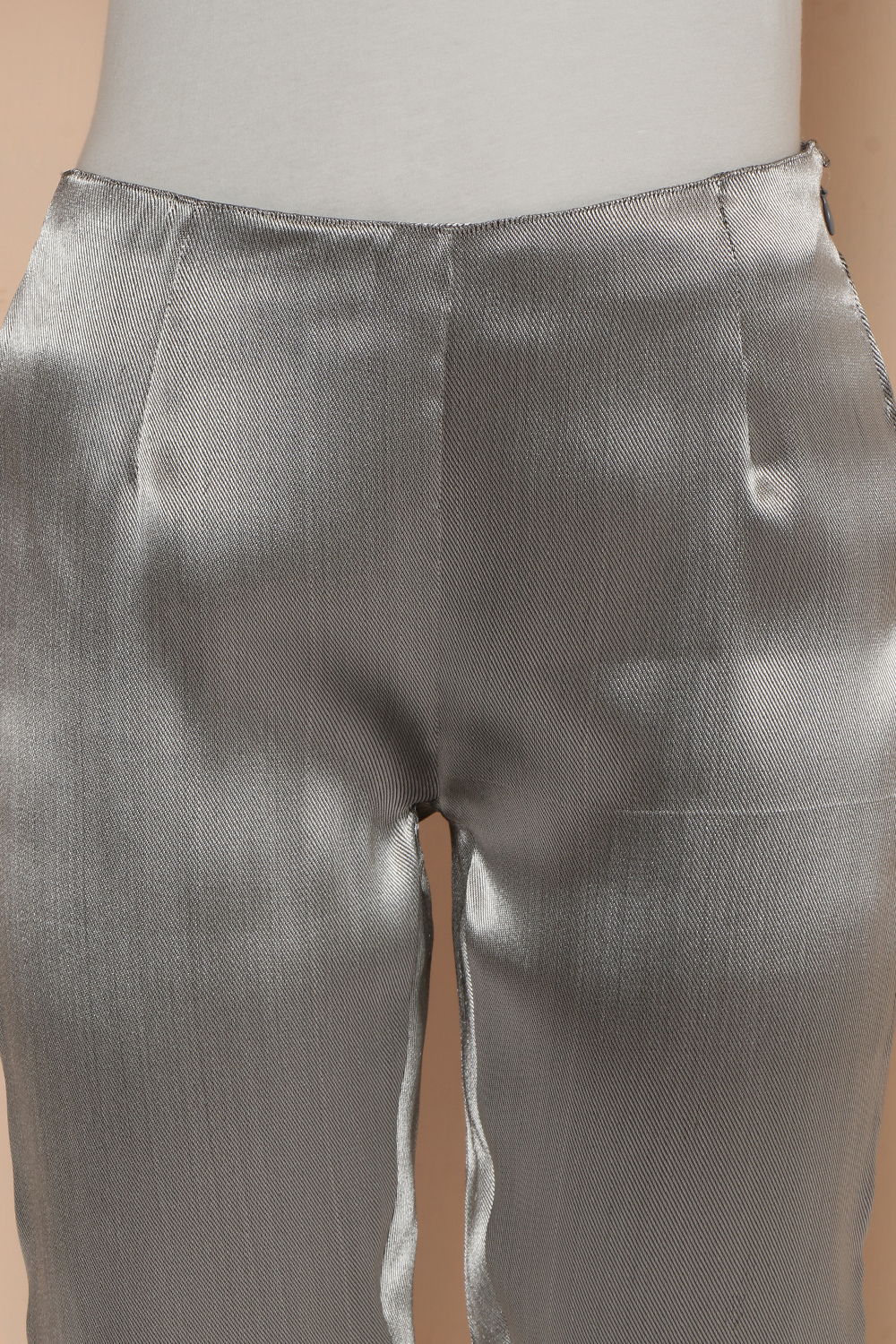 Silver Polyester Slim Pants image number 3