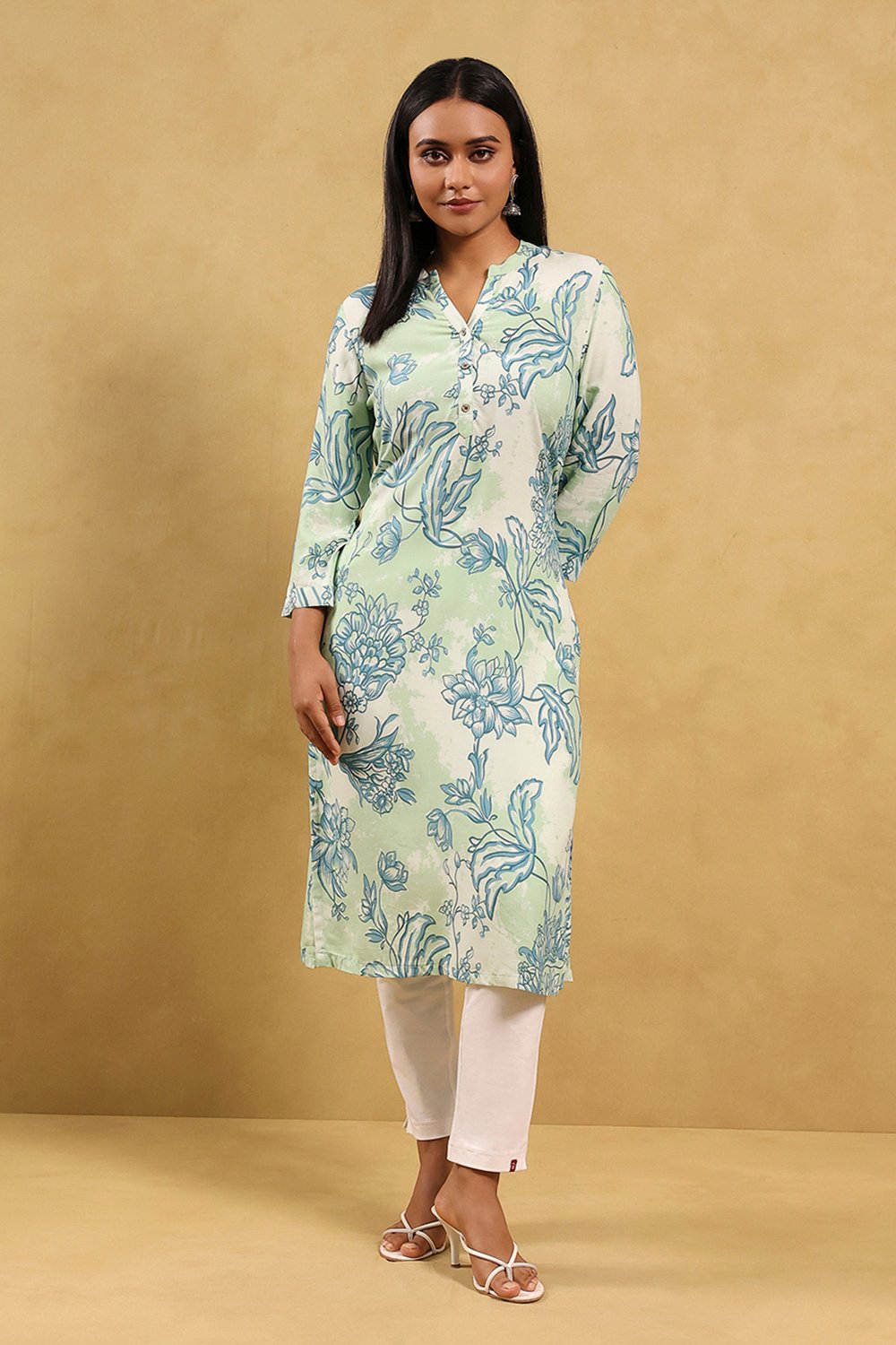 Black Viscose Rayon Printed Straight Kurta image number 5