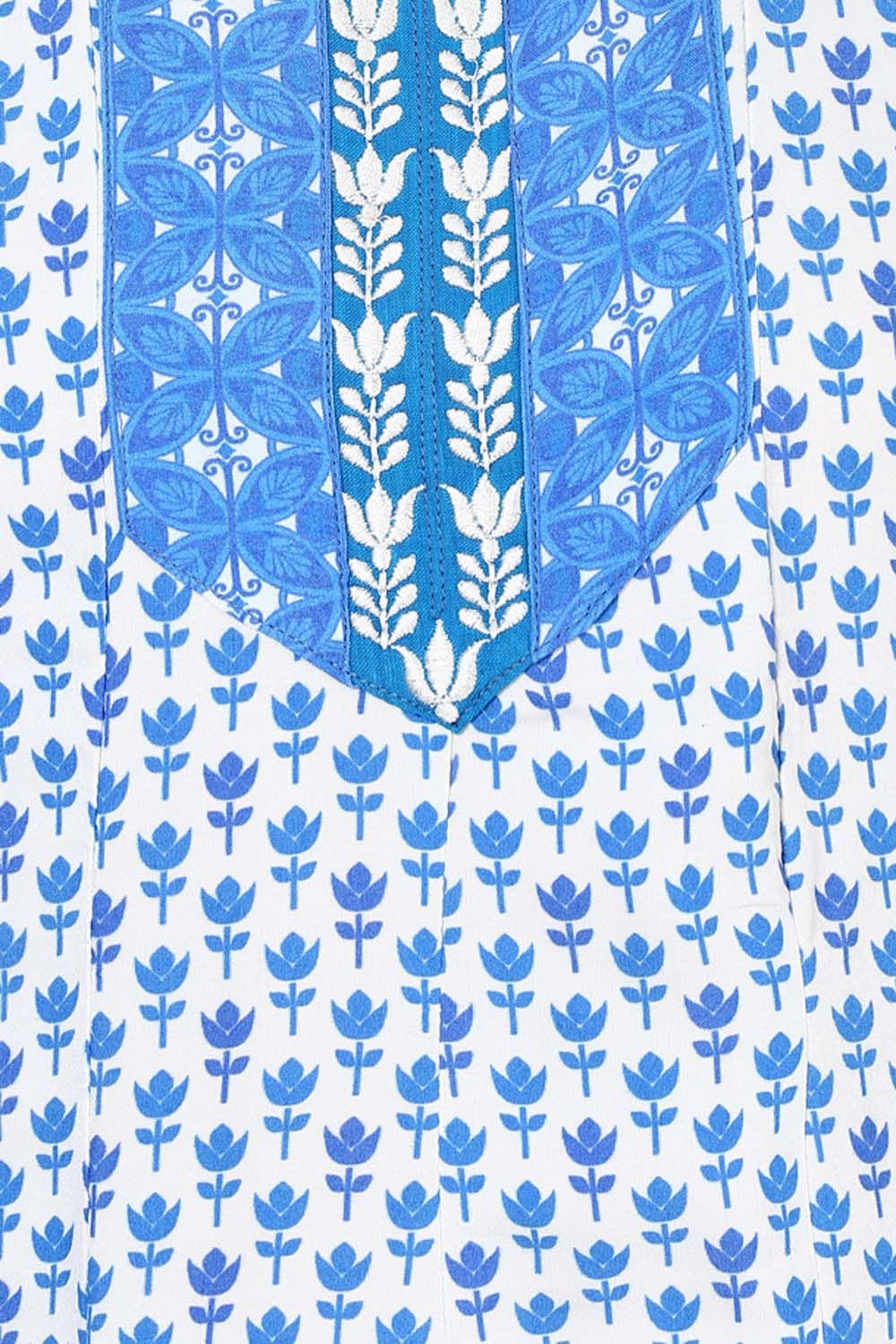 Blue Kalidar Cotton Kurta image number 1