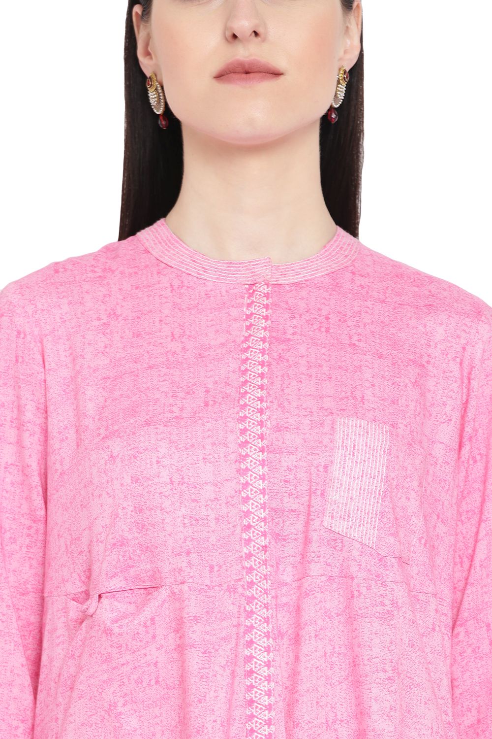 Pink Viscose A-Line Kurta image number 1