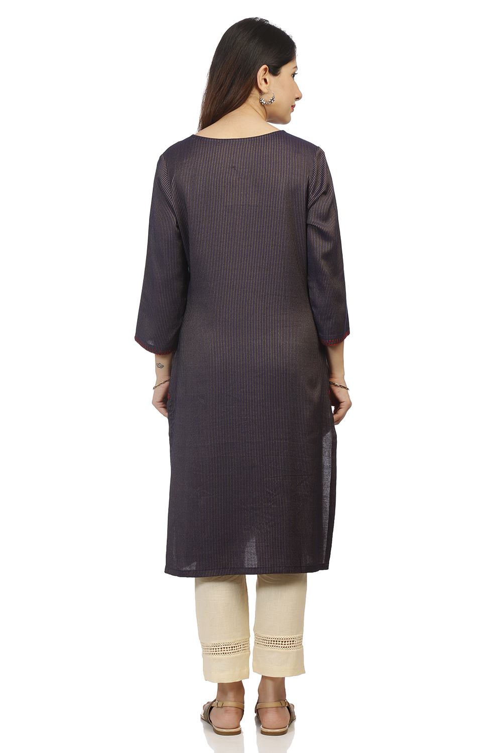 Red Straight Cotton Kurta image number 4