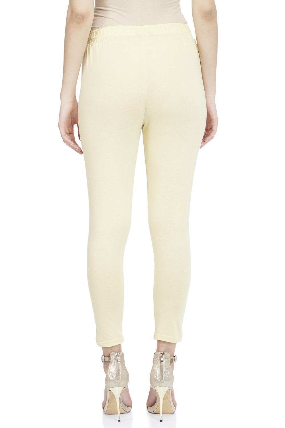 Cream Cotton Leggings image number 5