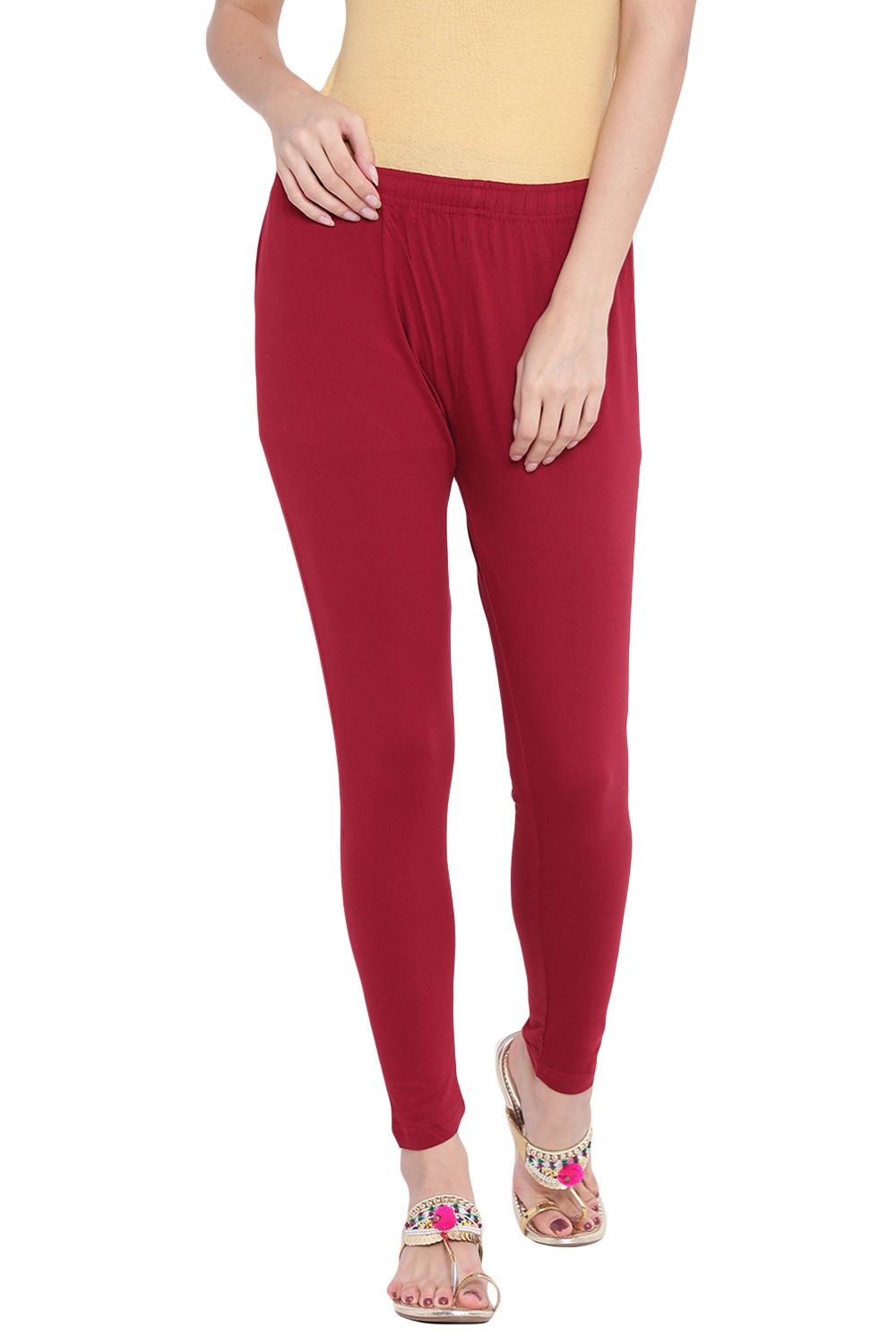 Maroon Cotton Leggings image number 0