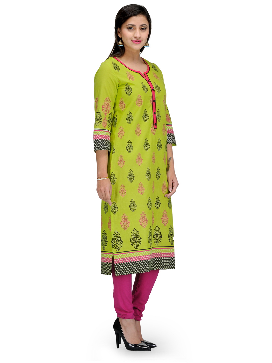 Green Cotton Straight Kurta image number 1