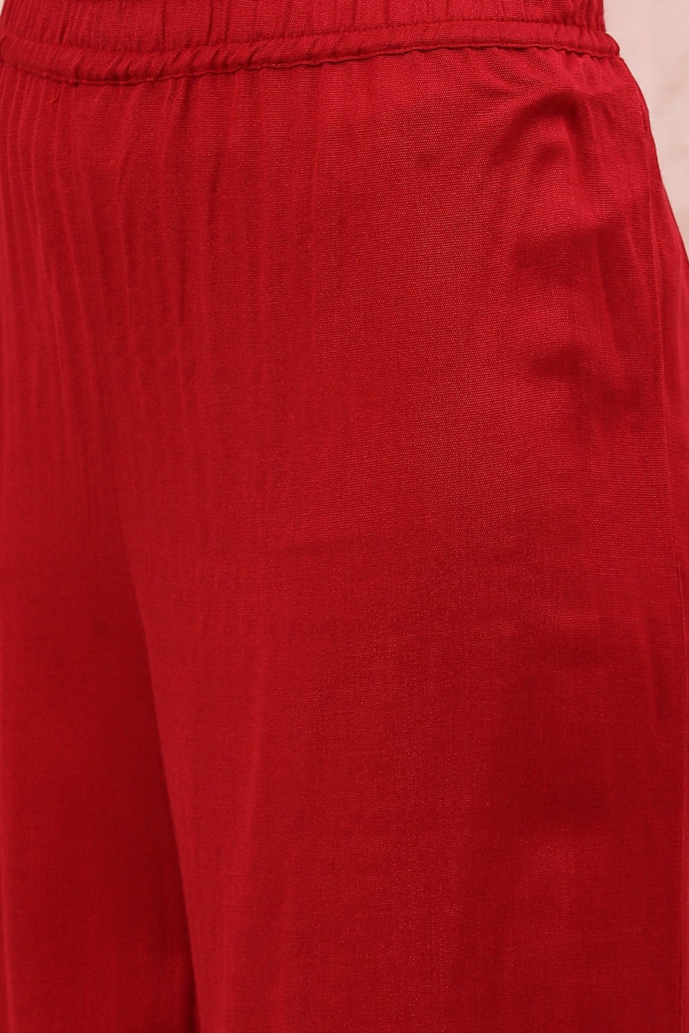 Red Art Silk Straight Suit Set image number 2