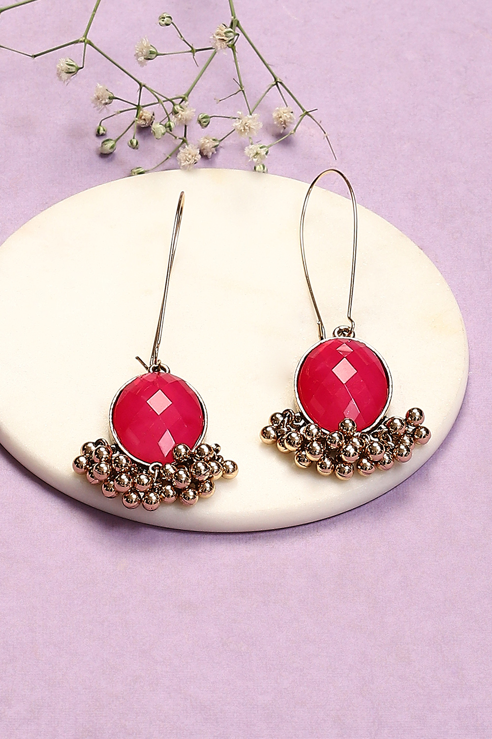 Pink Alloy Earrings image number 0