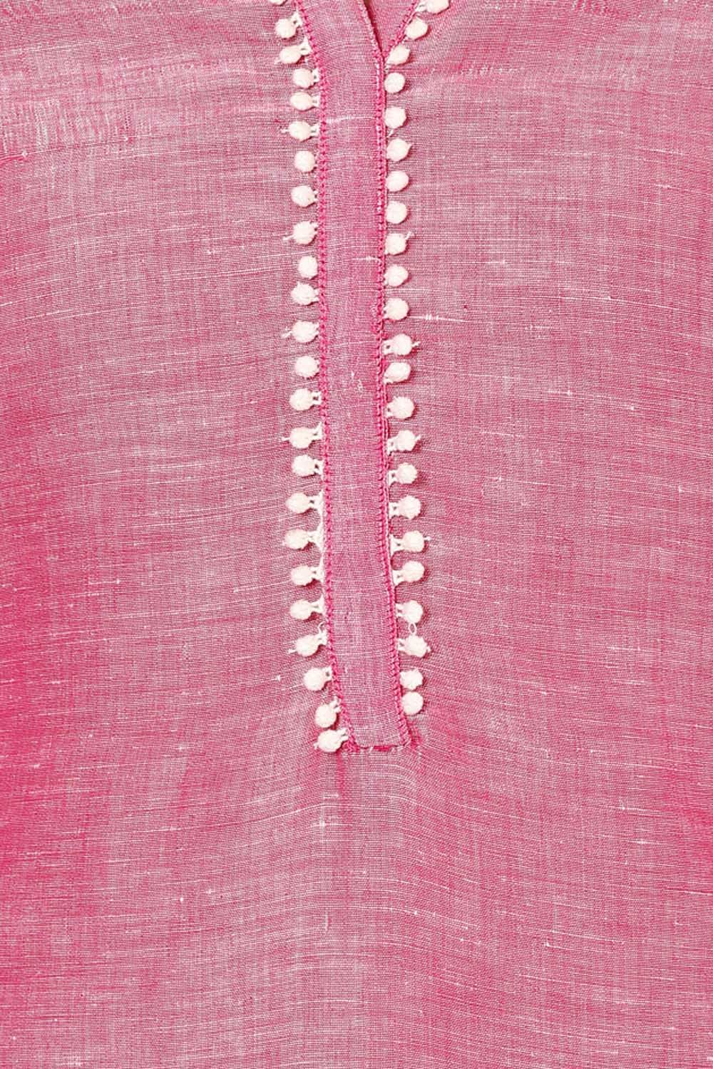 Pink Straight Poly Cotton Kurta image number 1