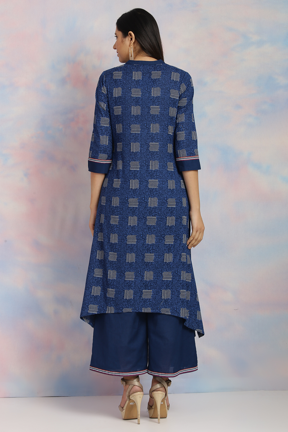 Indigo Cotton Flex Asymmetric Kurta image number 5