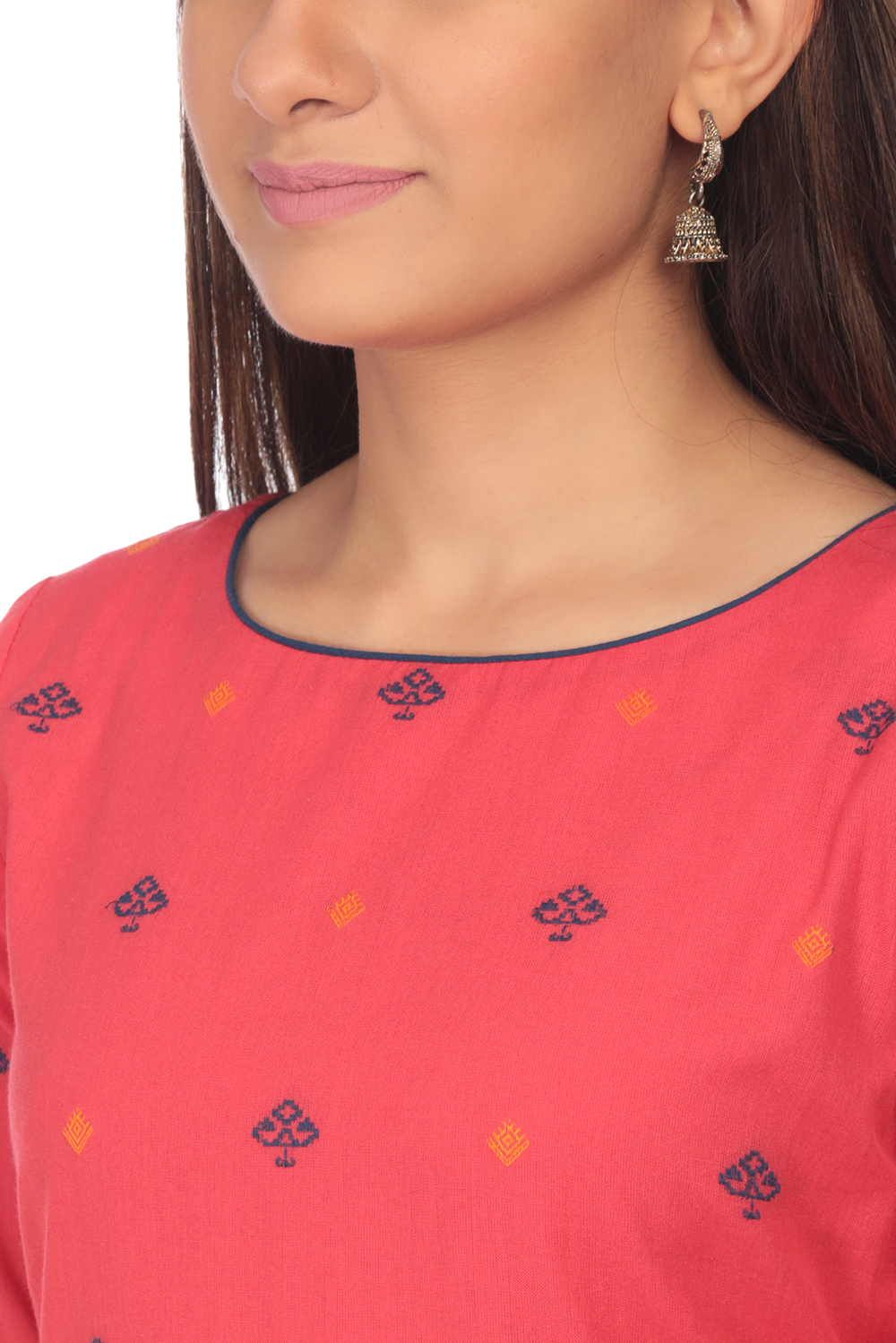 Coral A Line Cotton Dress image number 1