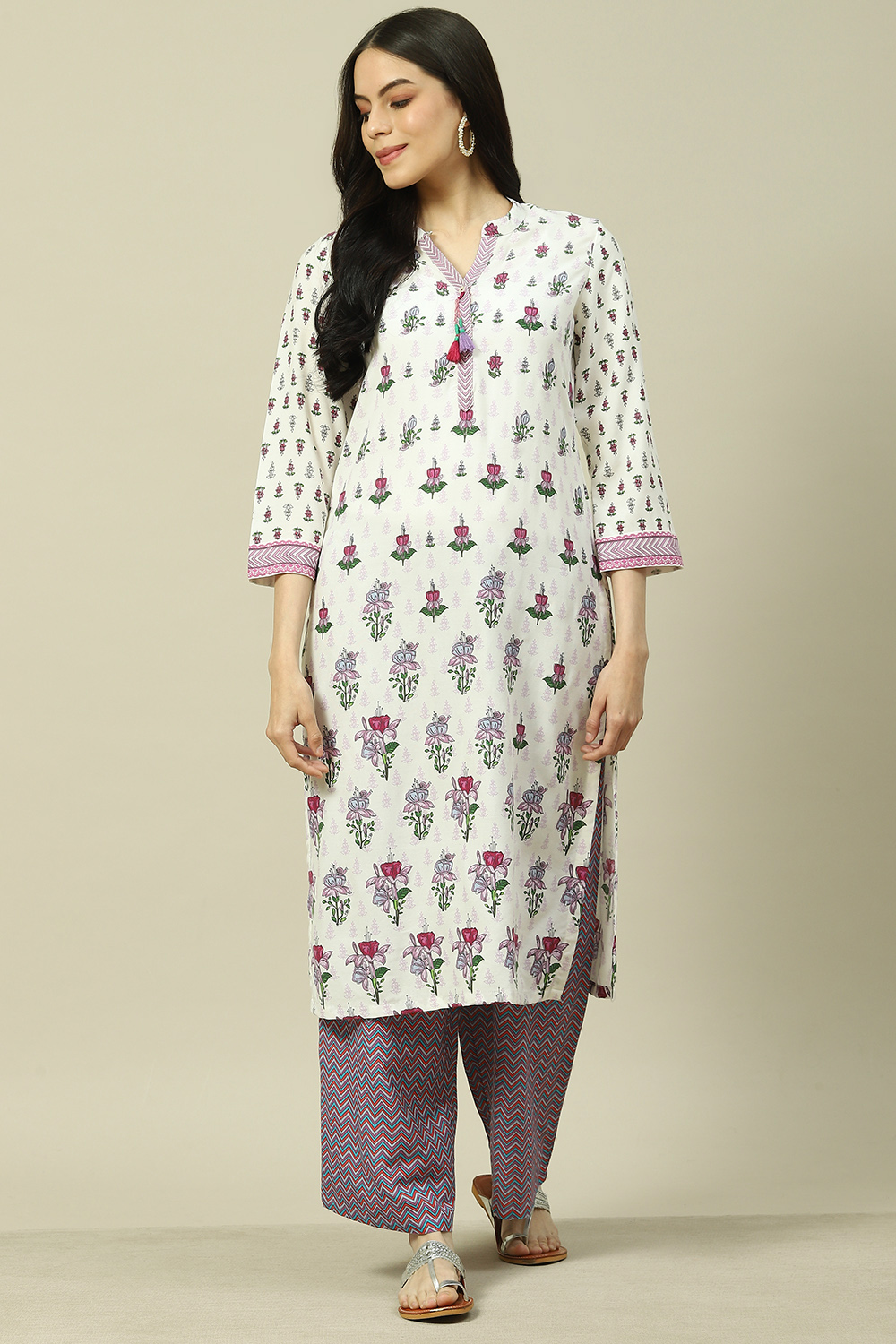 White LIVA Straight Kurta image number 5